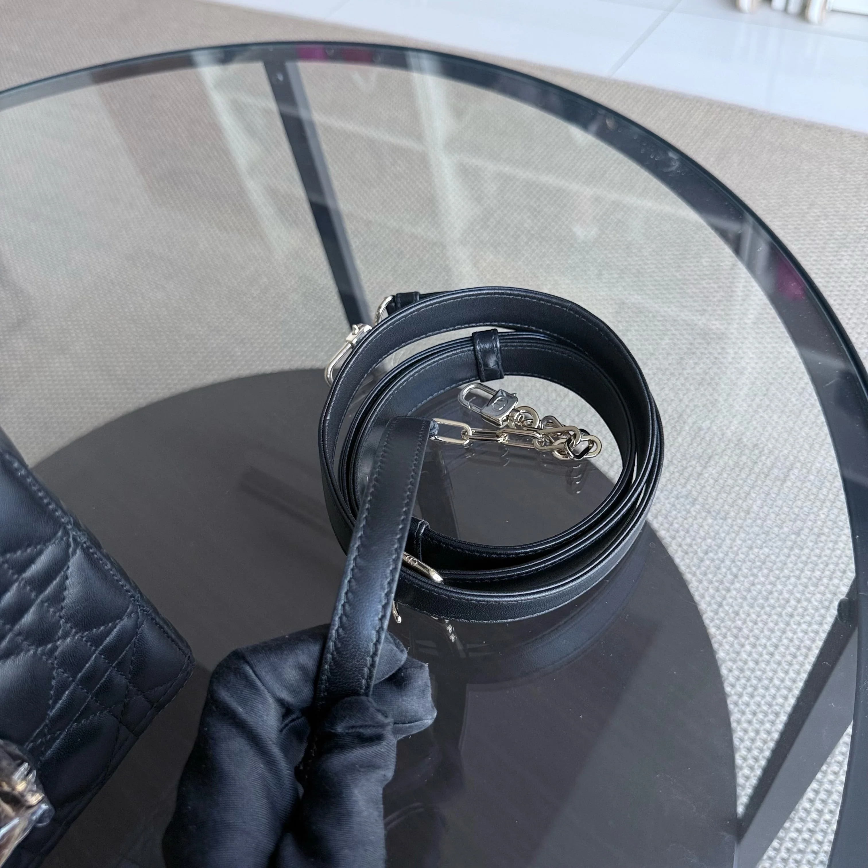 Dior D-Joy Medium - Cannage Lambskin Black Gold Hardware