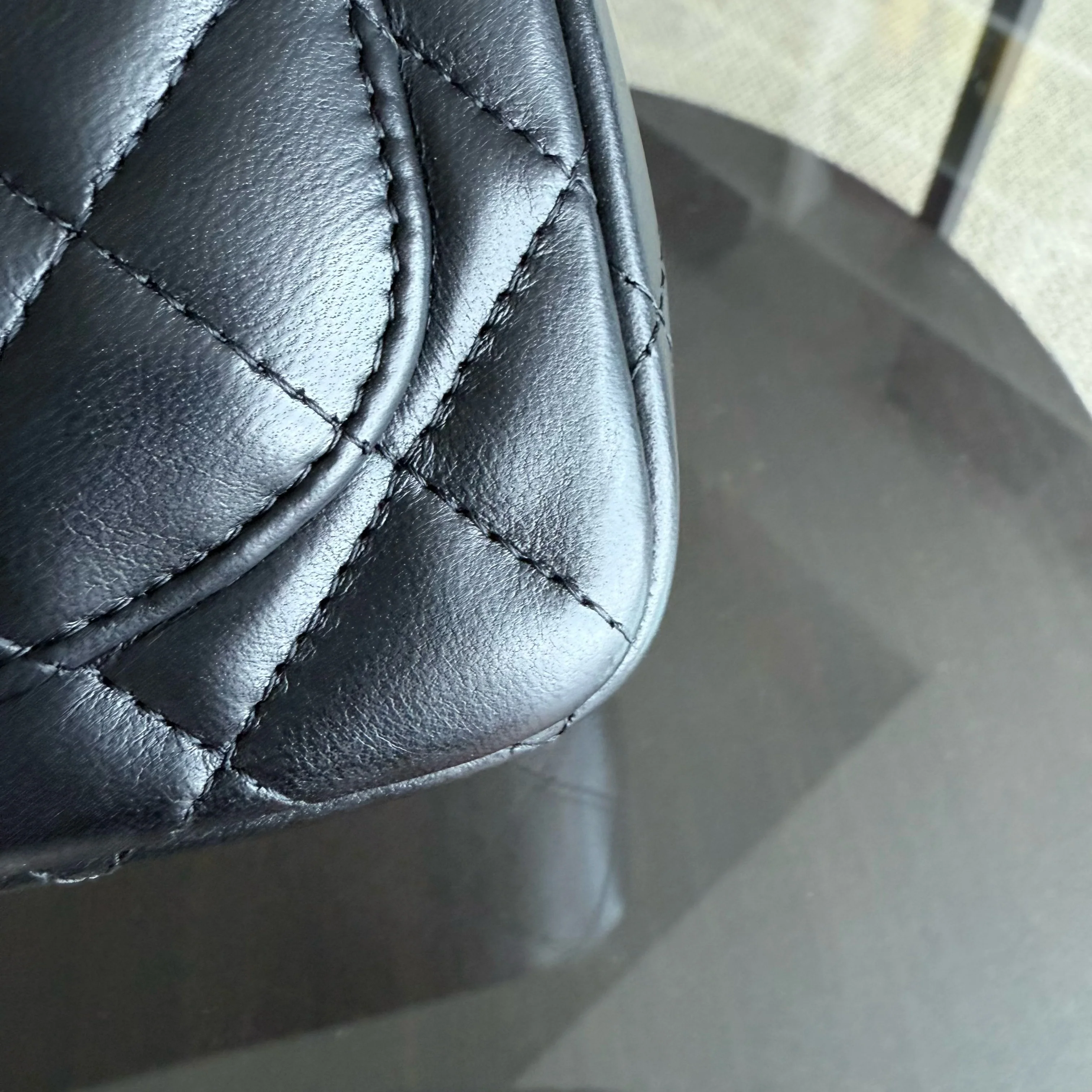 Chanel Classic Flap Mini Square - 17CM Quilted Lambskin Black Silver Hardware Series 19