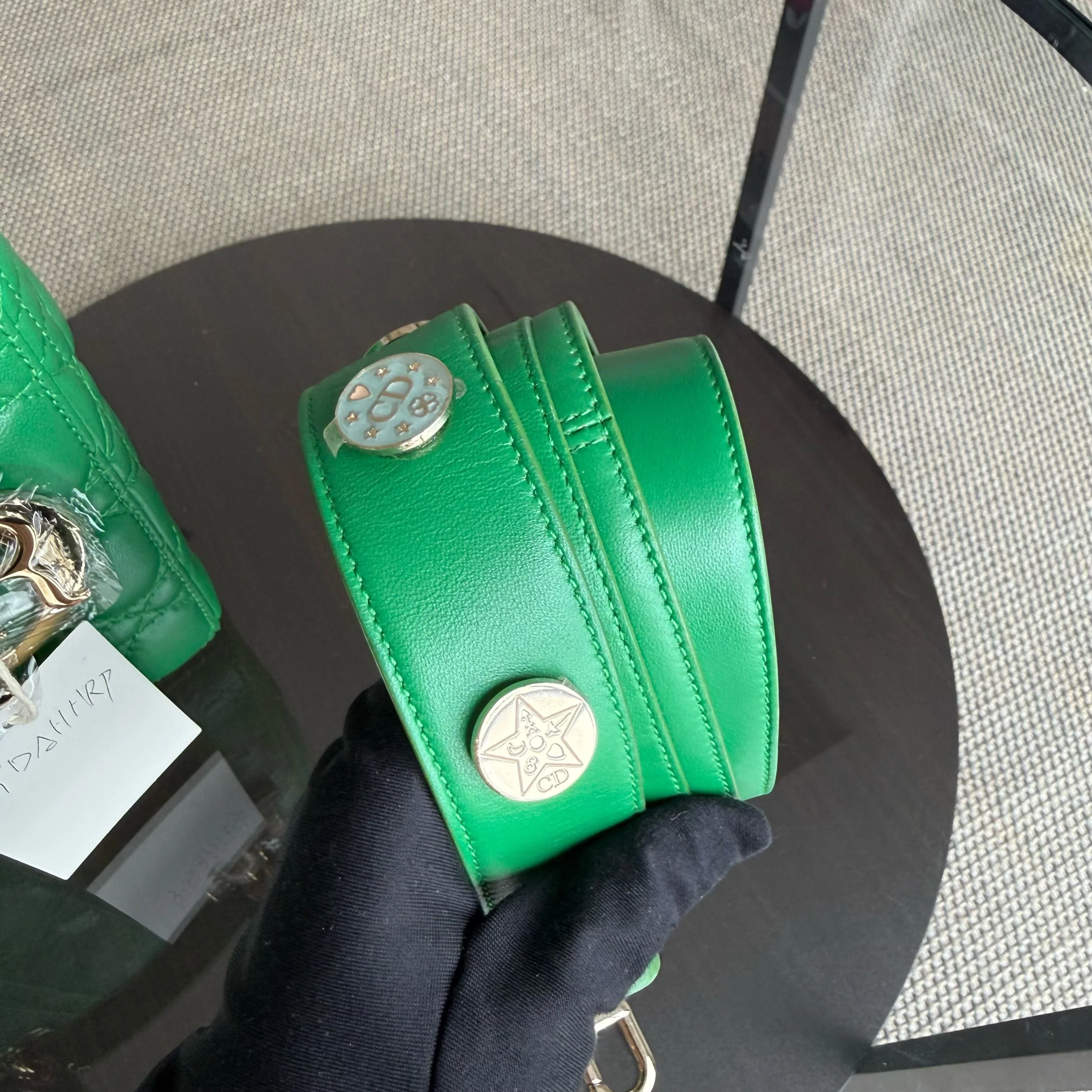 Dior Lady Small Flap - Cannage Lambskin Green Gold Hardware