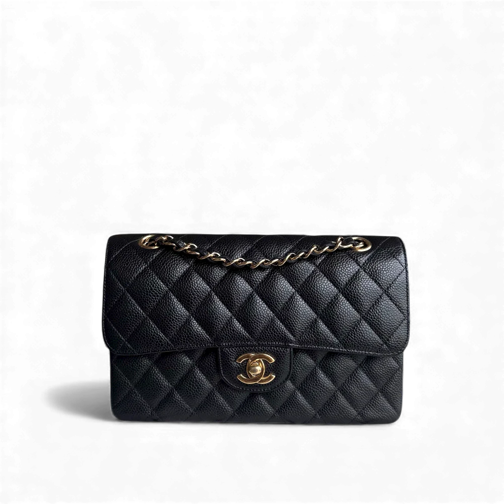 Chanel Classic Flap Small - Caviar 23CM Quilted Black Gold Hardware Series 19