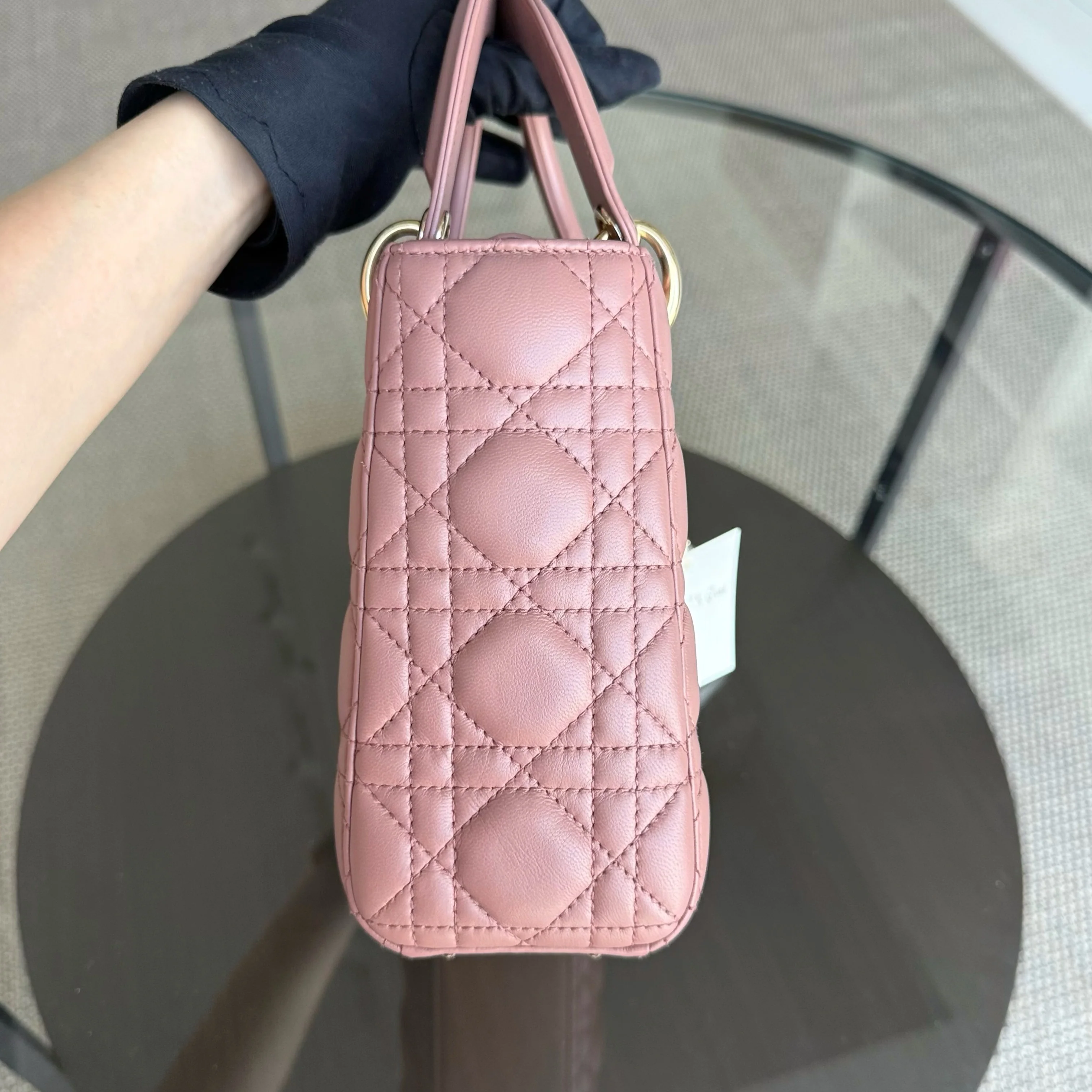 Dior Lady Small Flap - Cannage Lambskin Blush Pink Gold Hardware