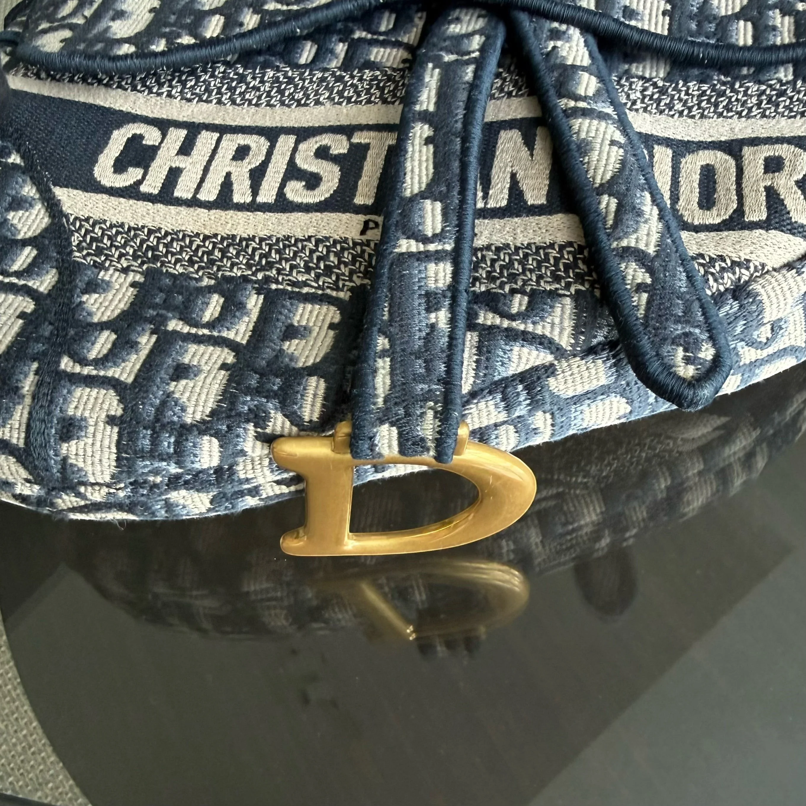 Dior Saddle Medium - Oblique Canvas Monogram Dark Blue Gold Hardware