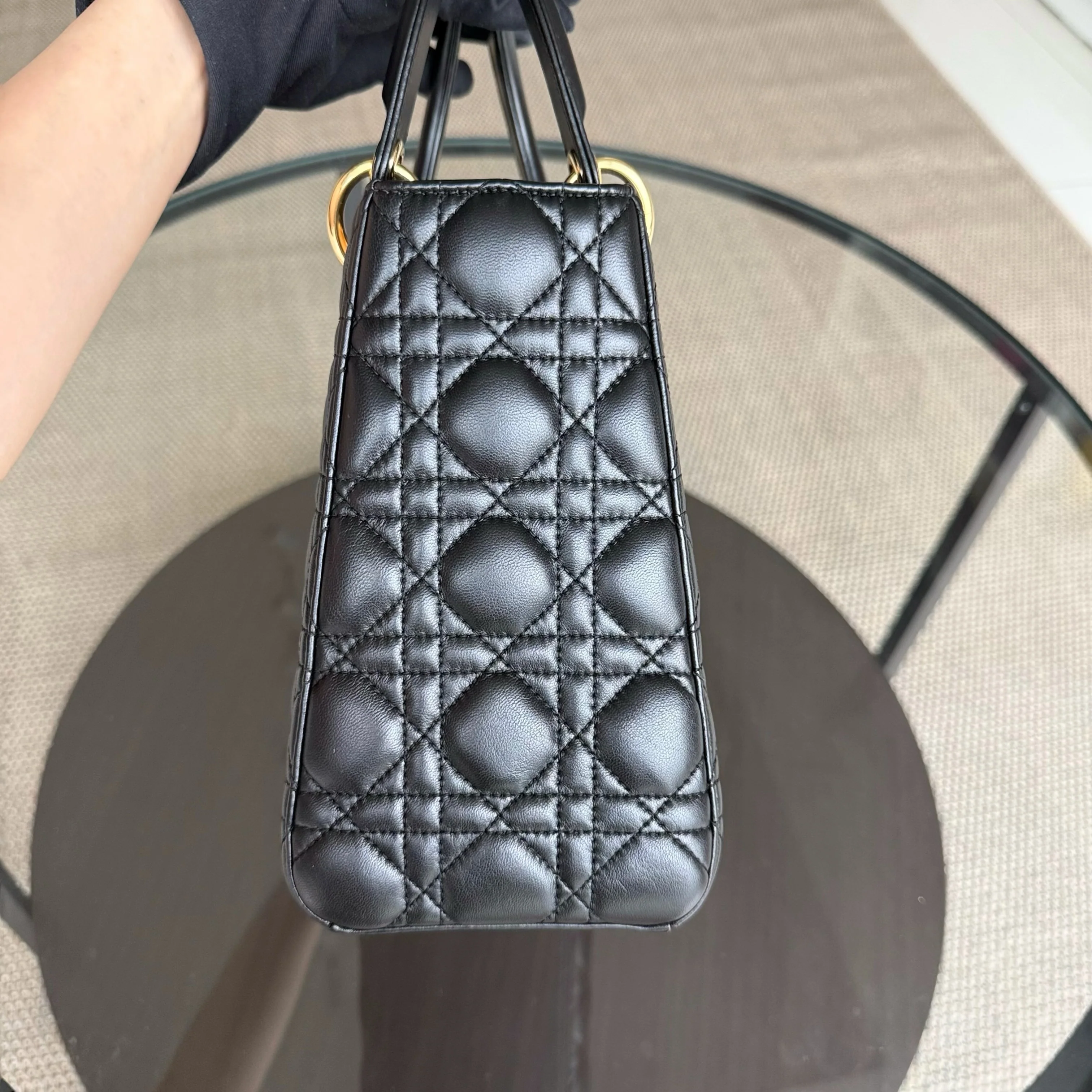 Dior Lady Medium - Canange Lambskin Black Gold Hardware