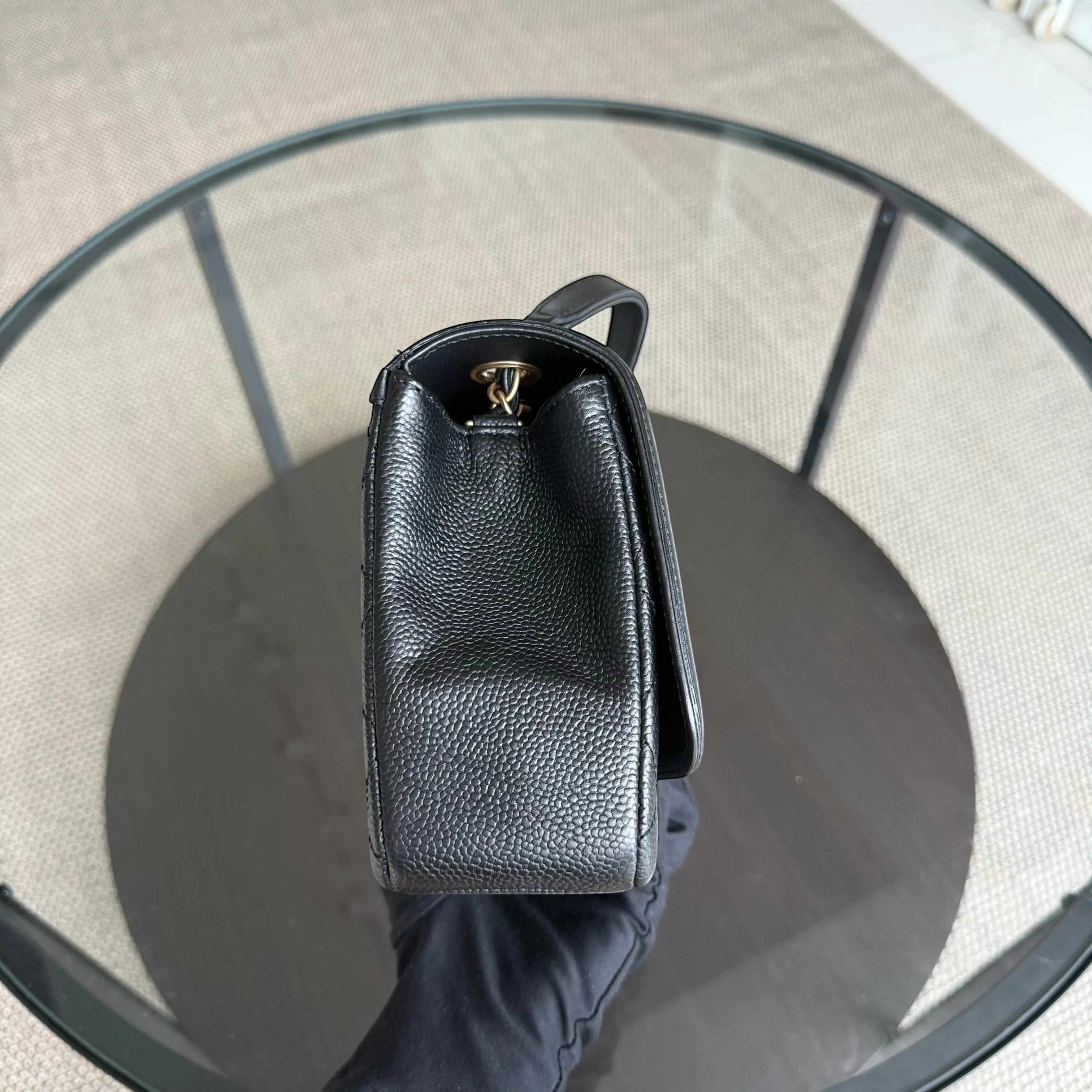 Chanel Filigree CC Medium - 25CM Caviar Quilted Grained Calfskin Black Gold Hardware Series 24