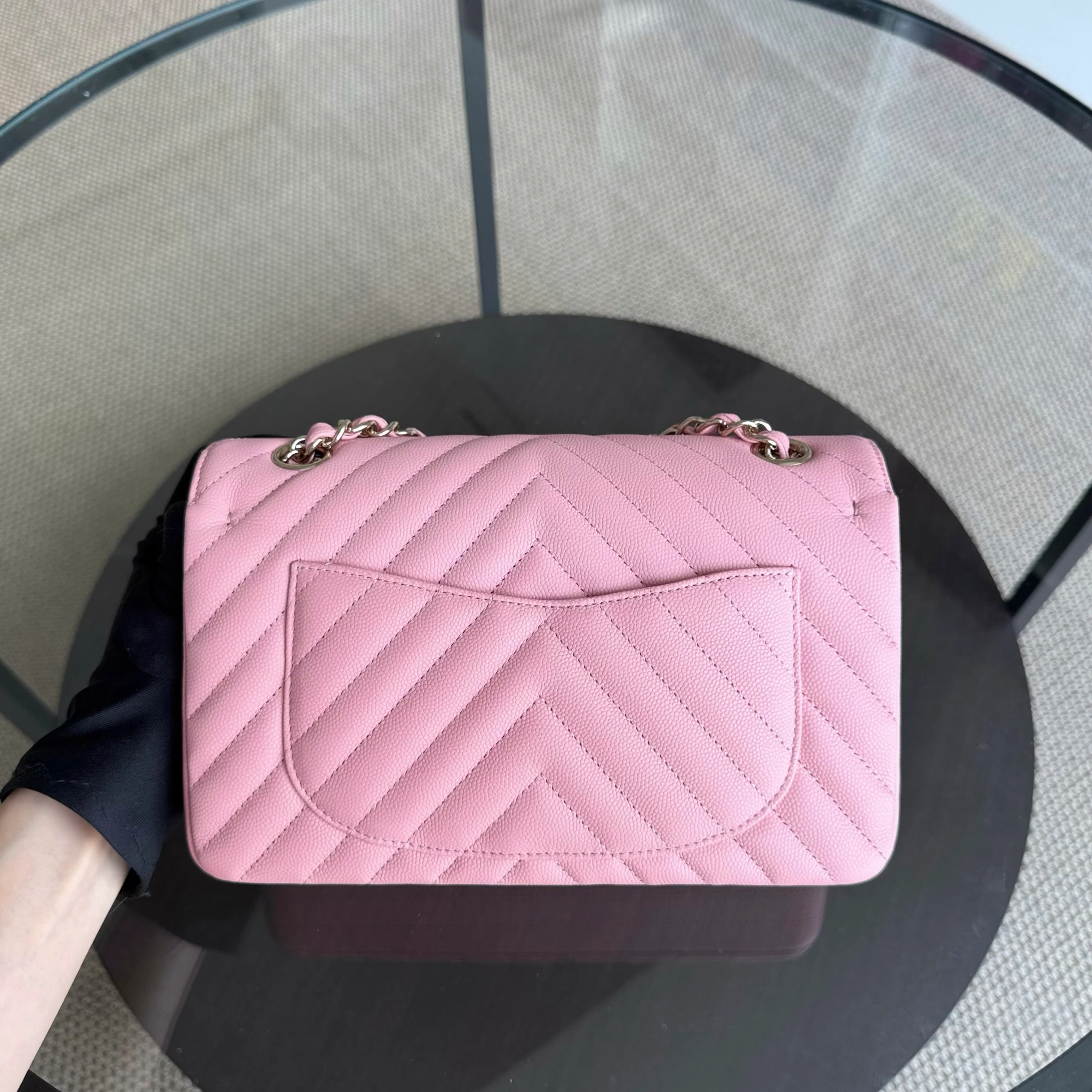 Chanel Classic Flap Small - Caviar 23CM Chevron Light Pink Gold Hardware Series 28