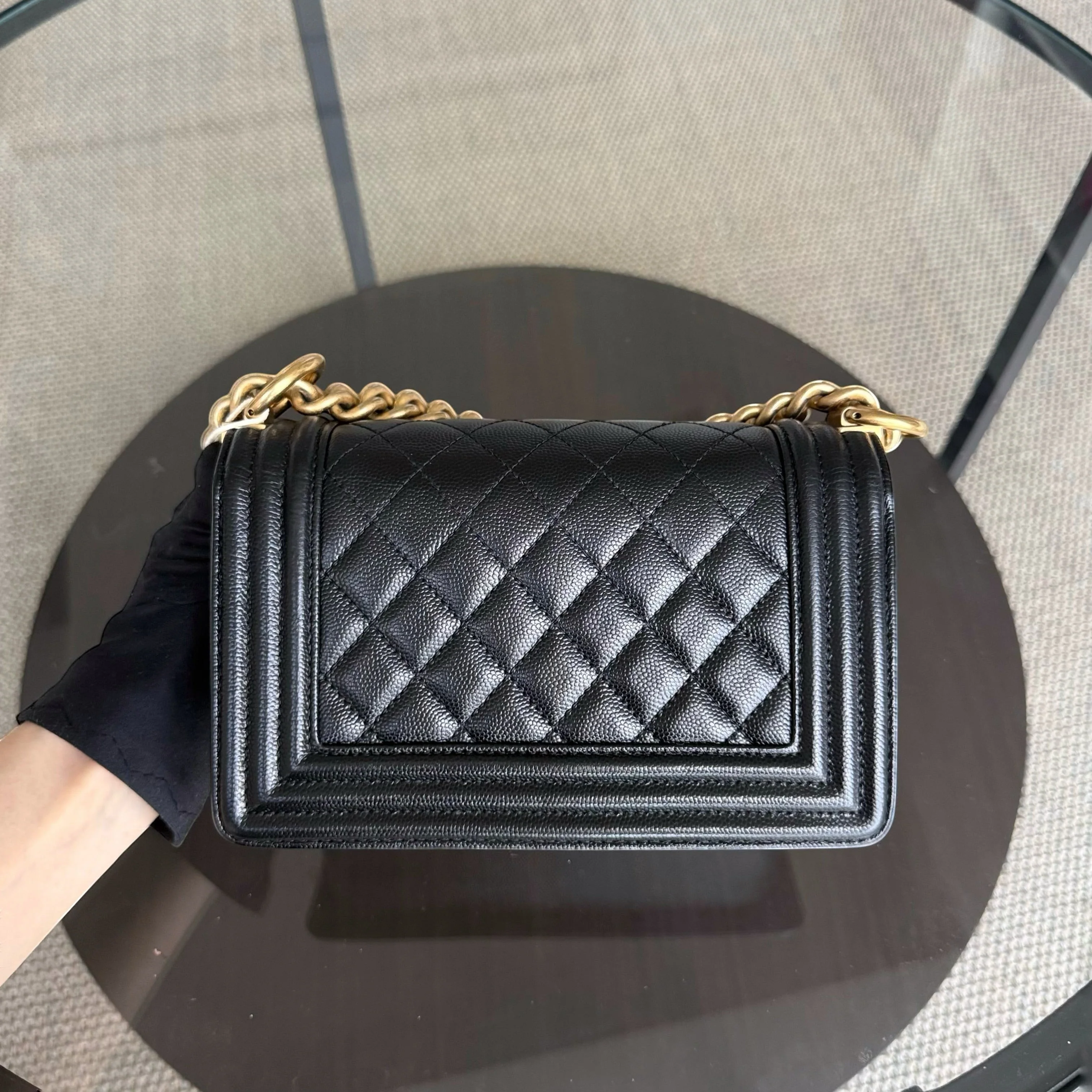 Chanel Boy Small - Caviar 20CM Quilted Black Gold Hardware Series 27