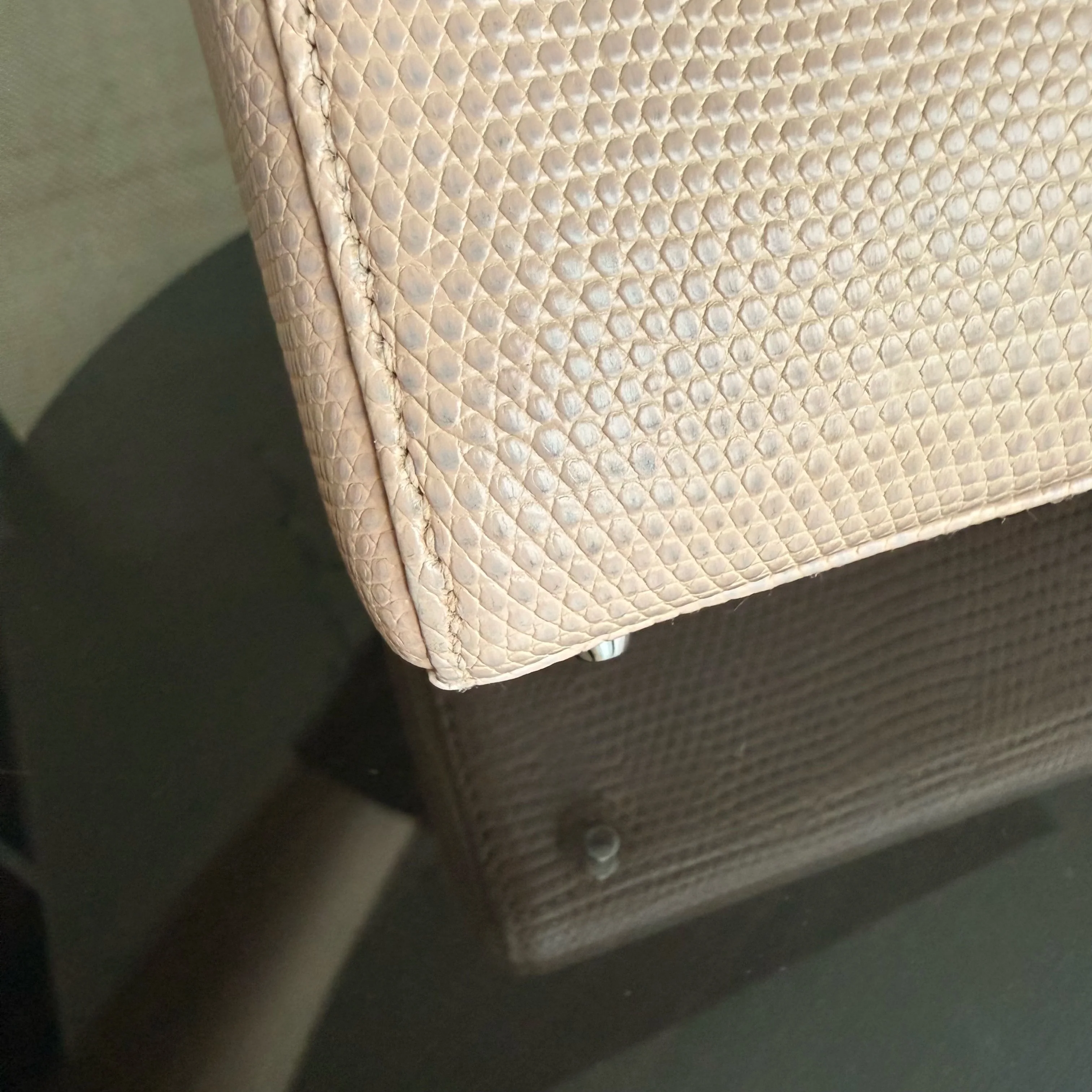 Dior Lady Mini - Exotic Lizard Beige color Silver Hardware