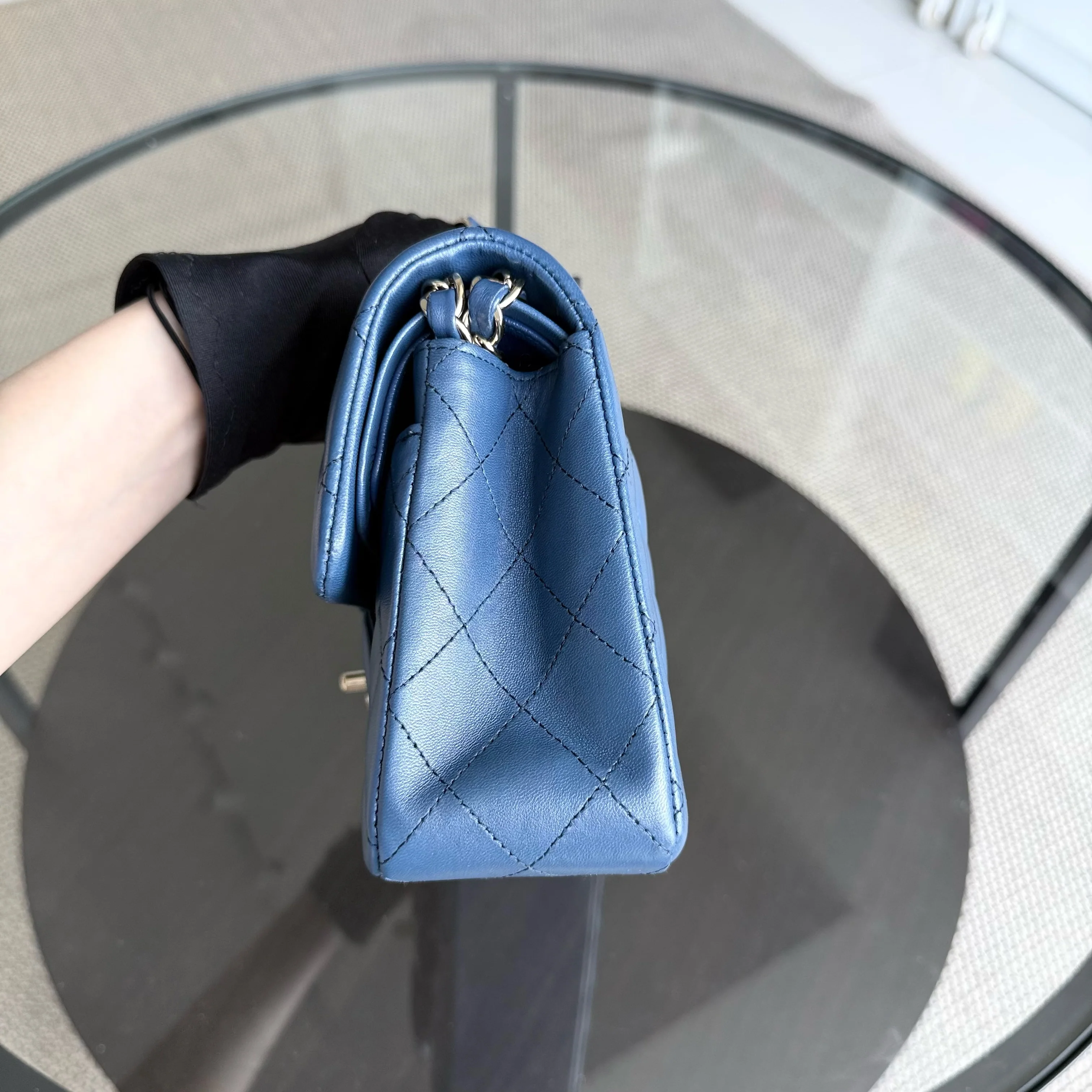 Chanel Classic Flap Small - Lambskin 23CM Dark Blue Gold Hardware Series 25