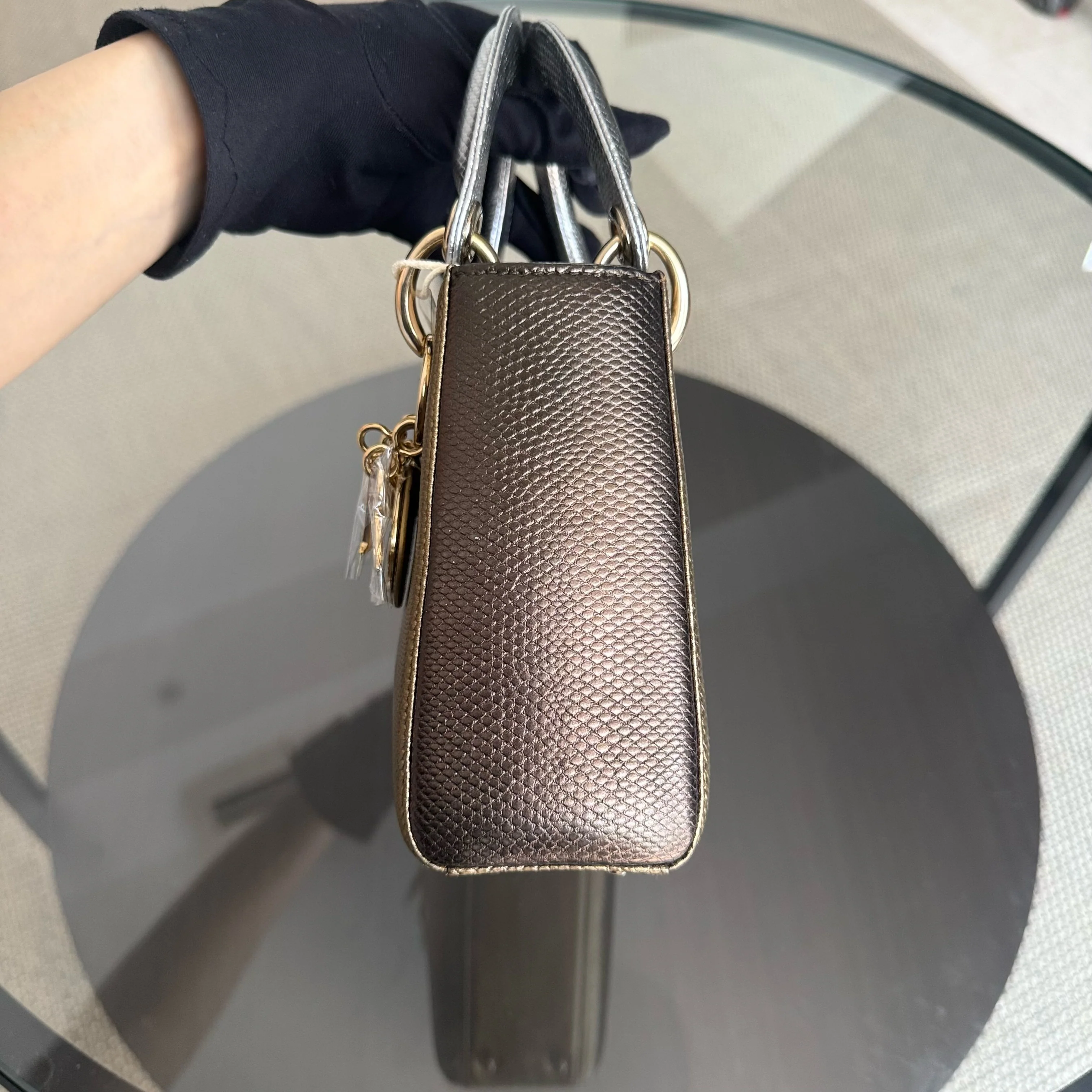 Dior Lady Mini - Exotic Lizard Two Tone Gold Hardware