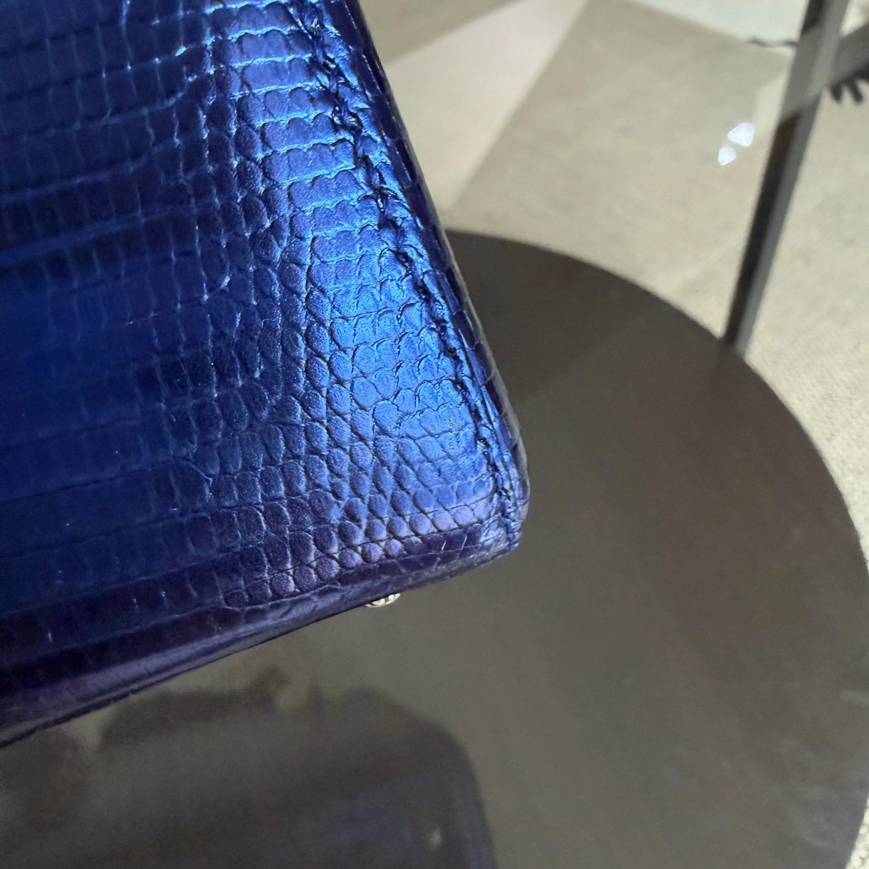 Dior Lady Mini - Exotic Lizard Blue Silver Hardware