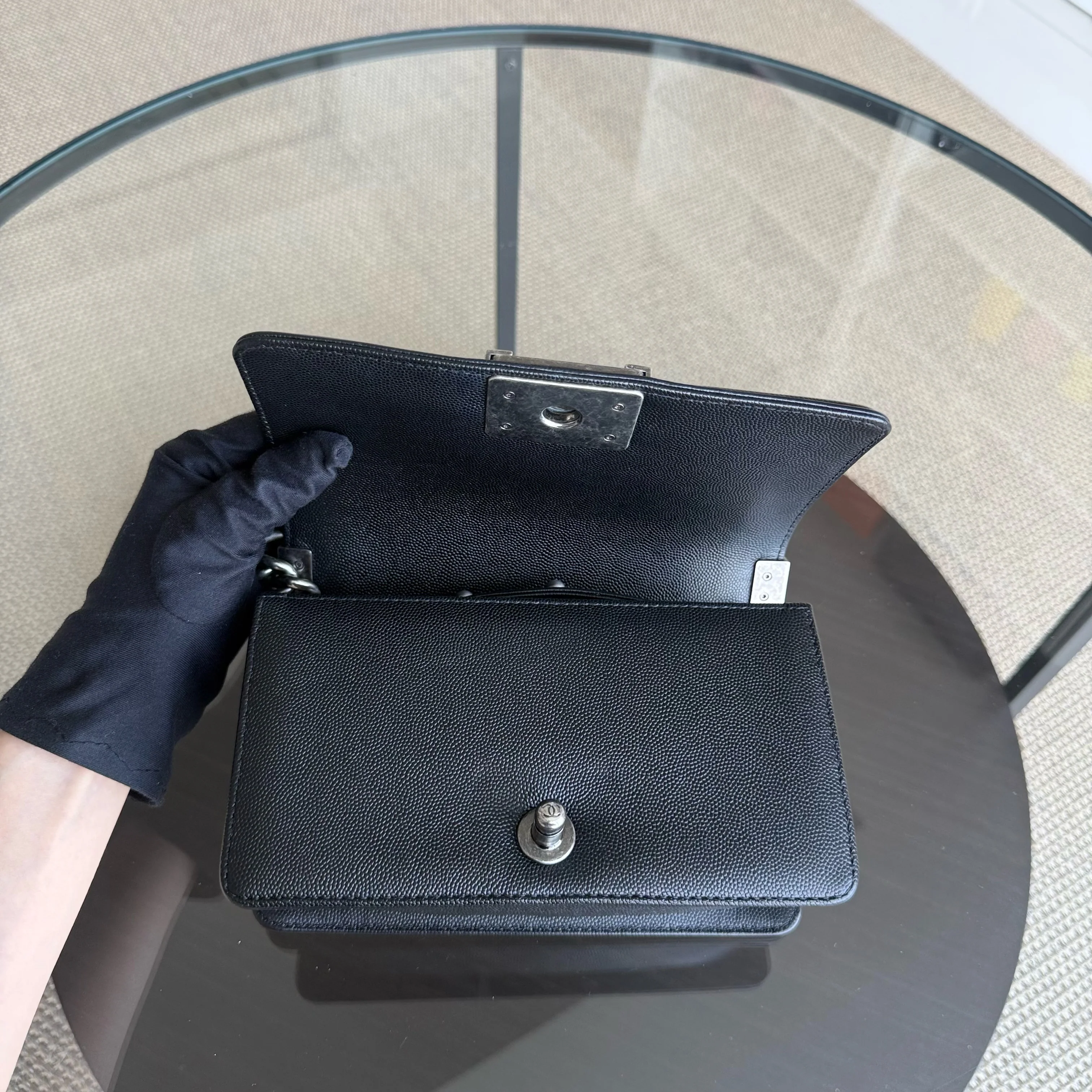 Chanel Boy Small - Caviar Quilted Grained Calfskin Black Ruthenium Silver Hardware