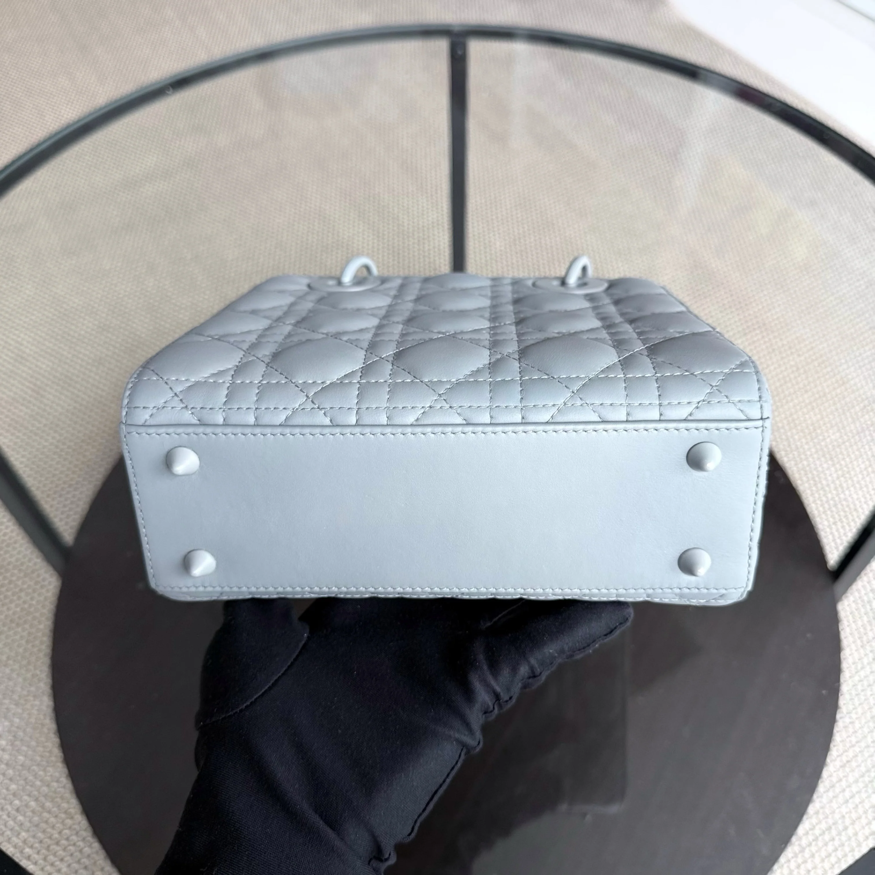 Dior Lady Small ABC - All Gray Grey Cannage Calfskin Black Hardware