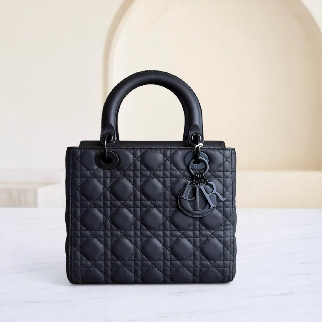*Flap Open* Dior Lady Medium - Calfskin So Black Black Hardware NO STRAP