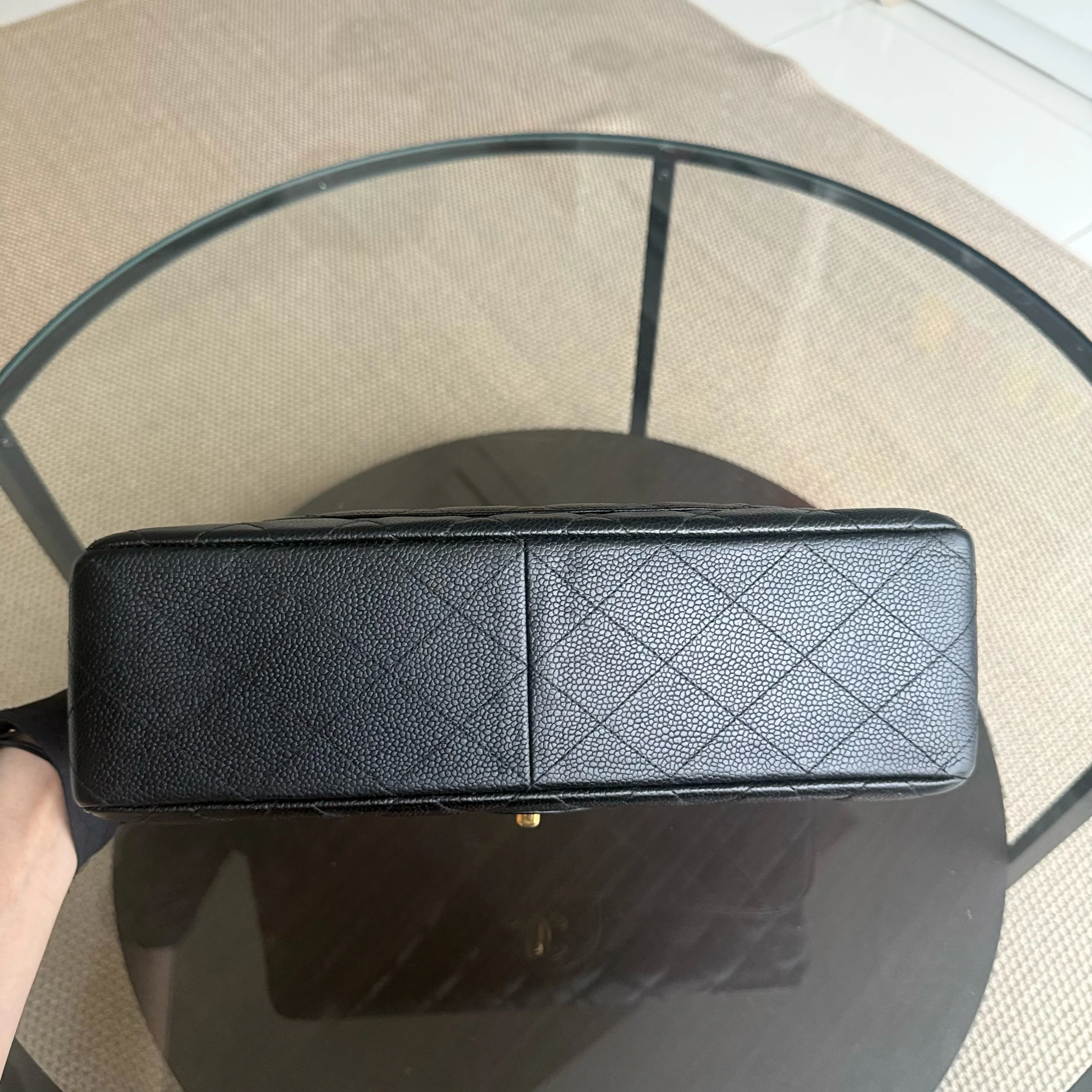 Chanel Classic Flap Jumbo - Caviar 30CM Single Flap Quilted Black 24K Gold Hardware Series 12