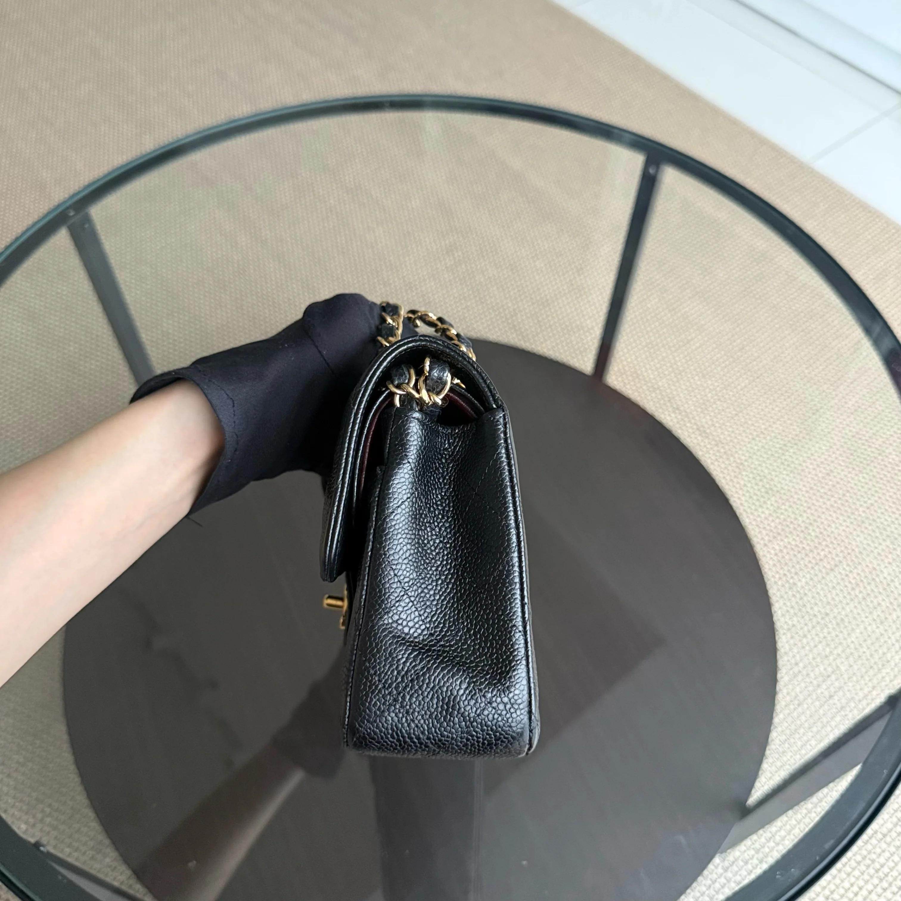 Chanel Classic Flap Small - Caviar 23CM Quilted Grained Calfskin Black Gold Hardware Series 24