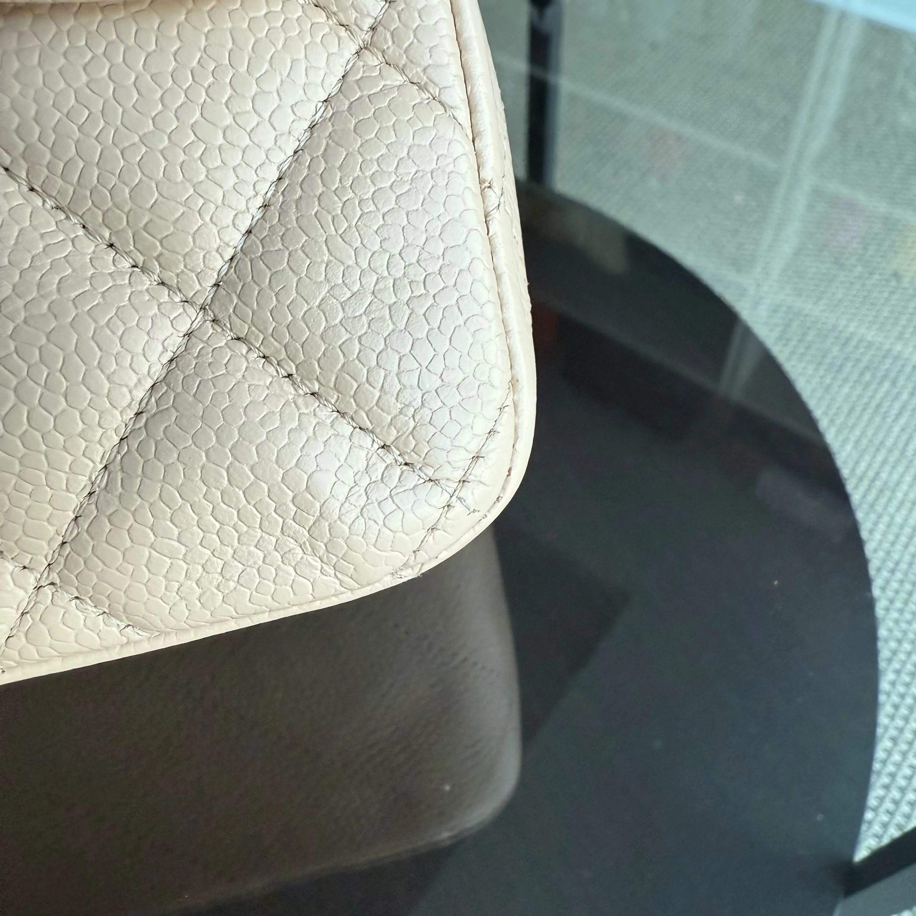 Chanel Classic Flap Jumbo - Caviar Quilted Grained Calfskin Light Beige Gold Hardware Series 13