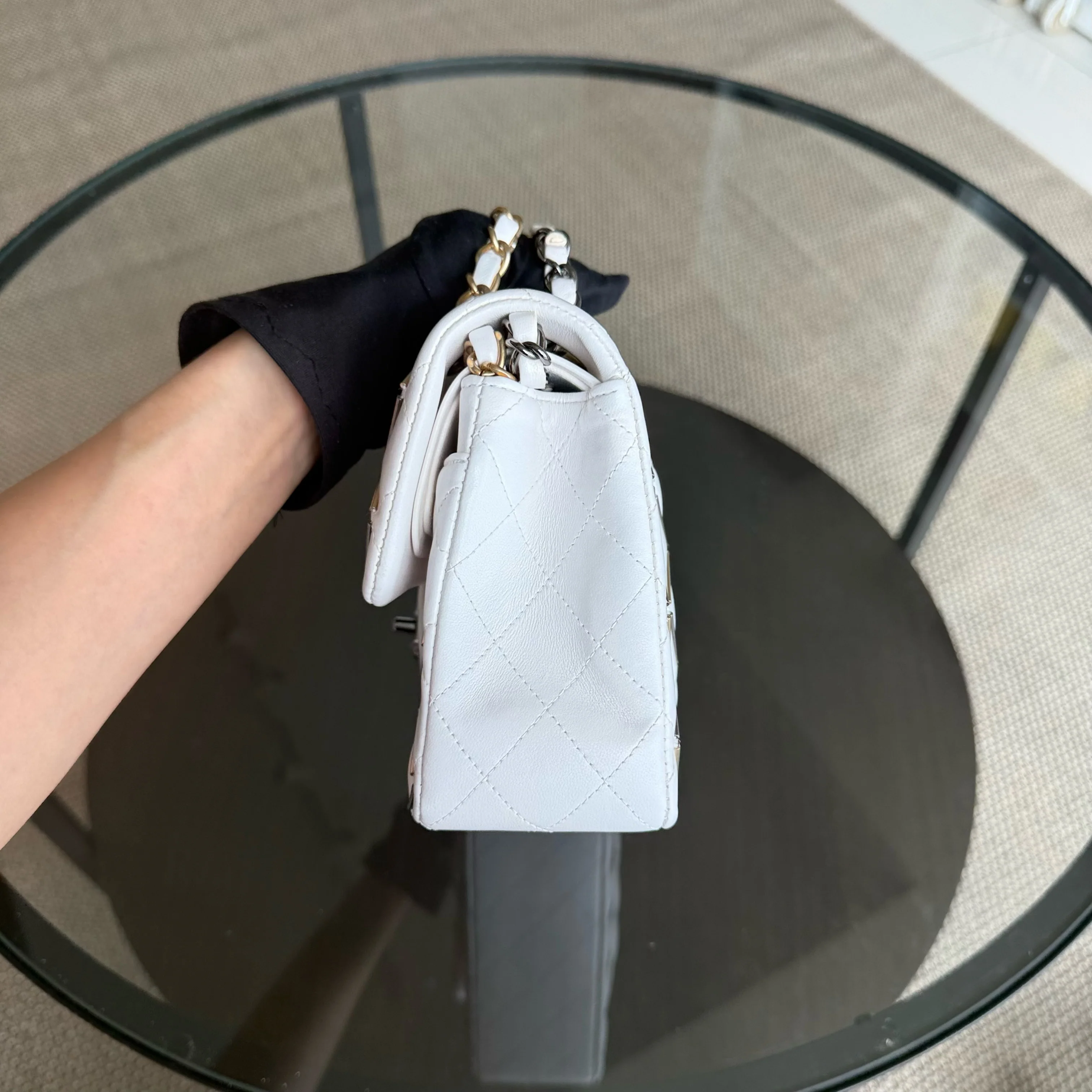 Chanel Classic Flap Small - Lambskin 23CM White Limited Edition Gold Hardware