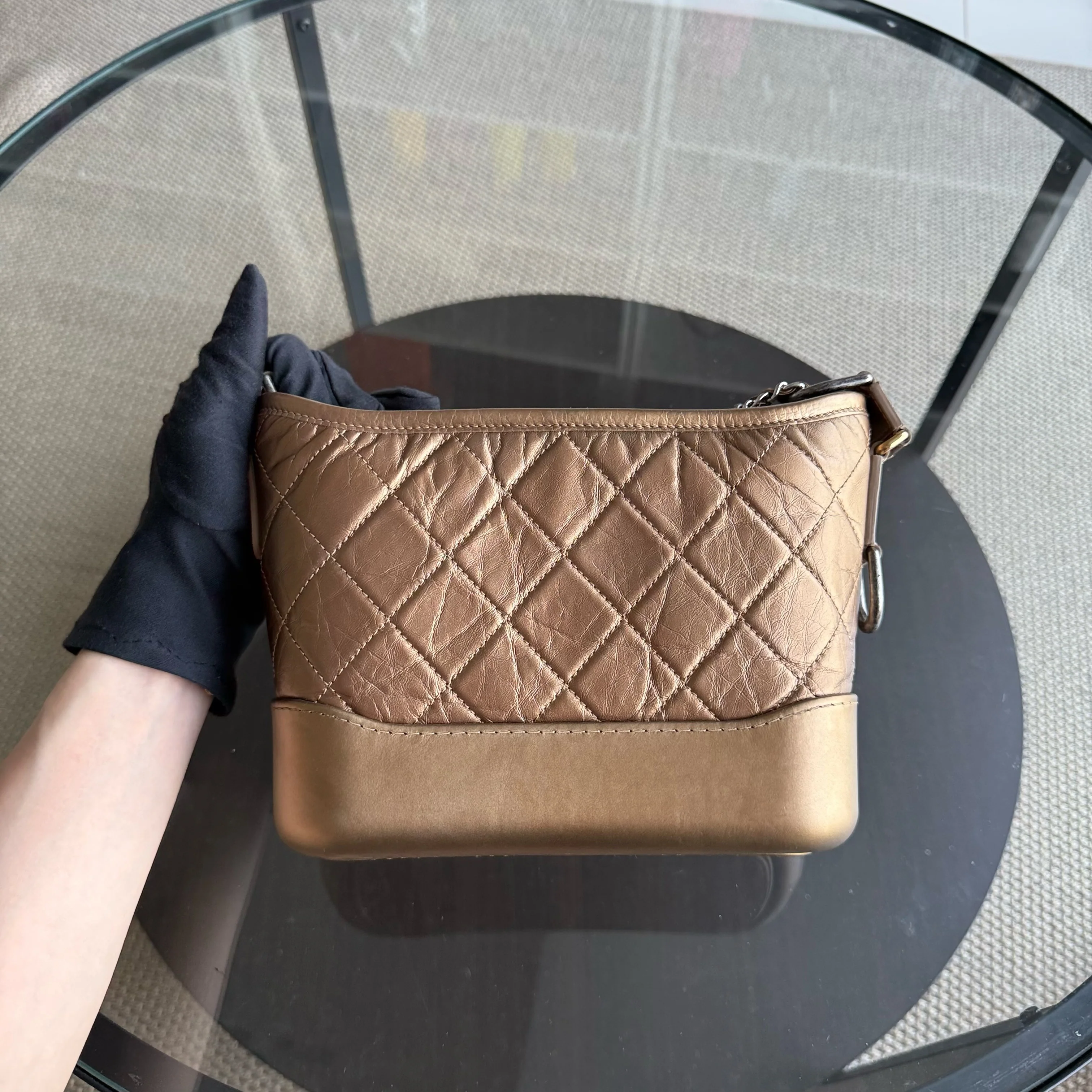 Chanel Gabrielle Small - Quilted Calfskin Bronze Gold Two-Tone Hardware Series 23