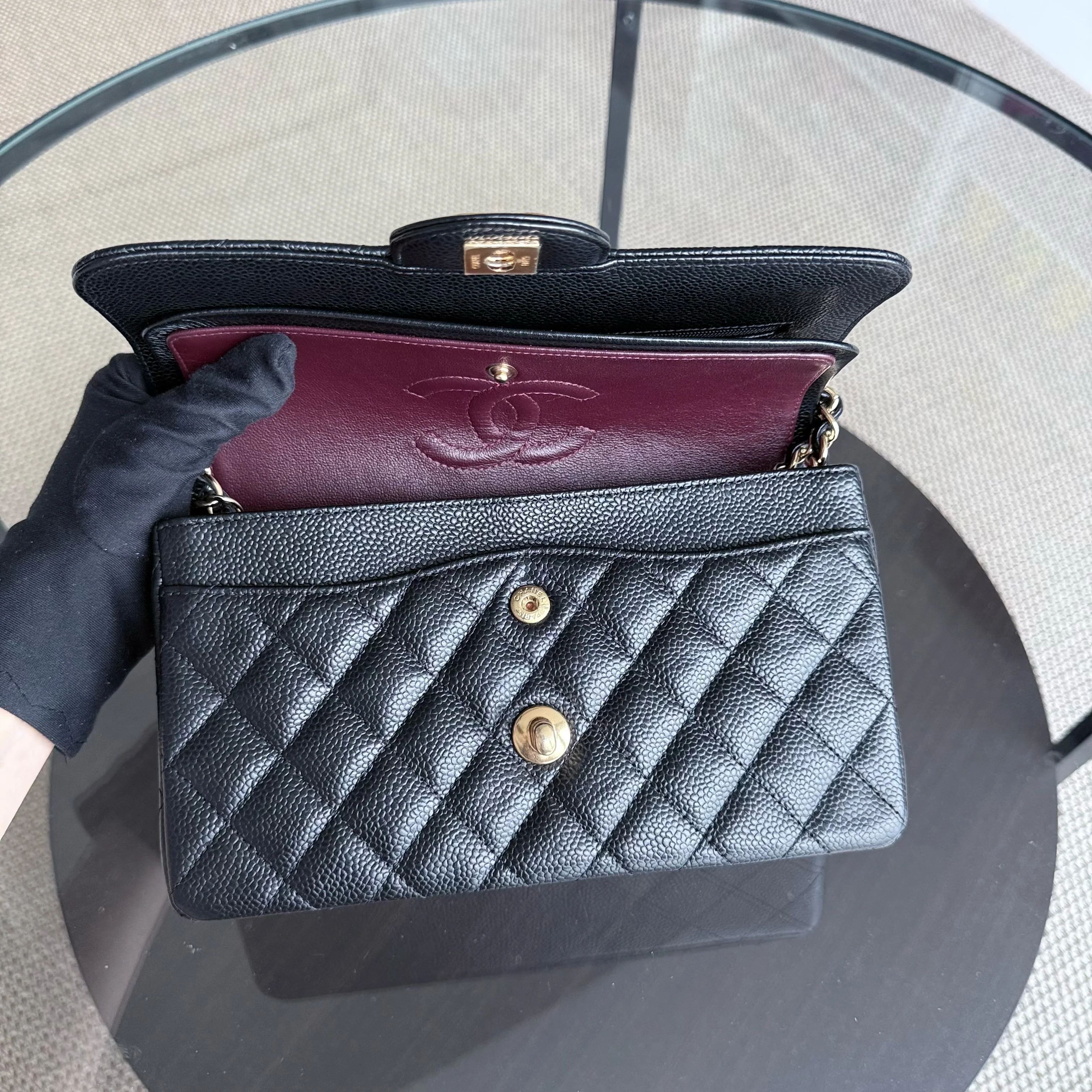 Chanel Classic Flap Small - Caviar 23CM Quilted Black Gold Hardware Series 19