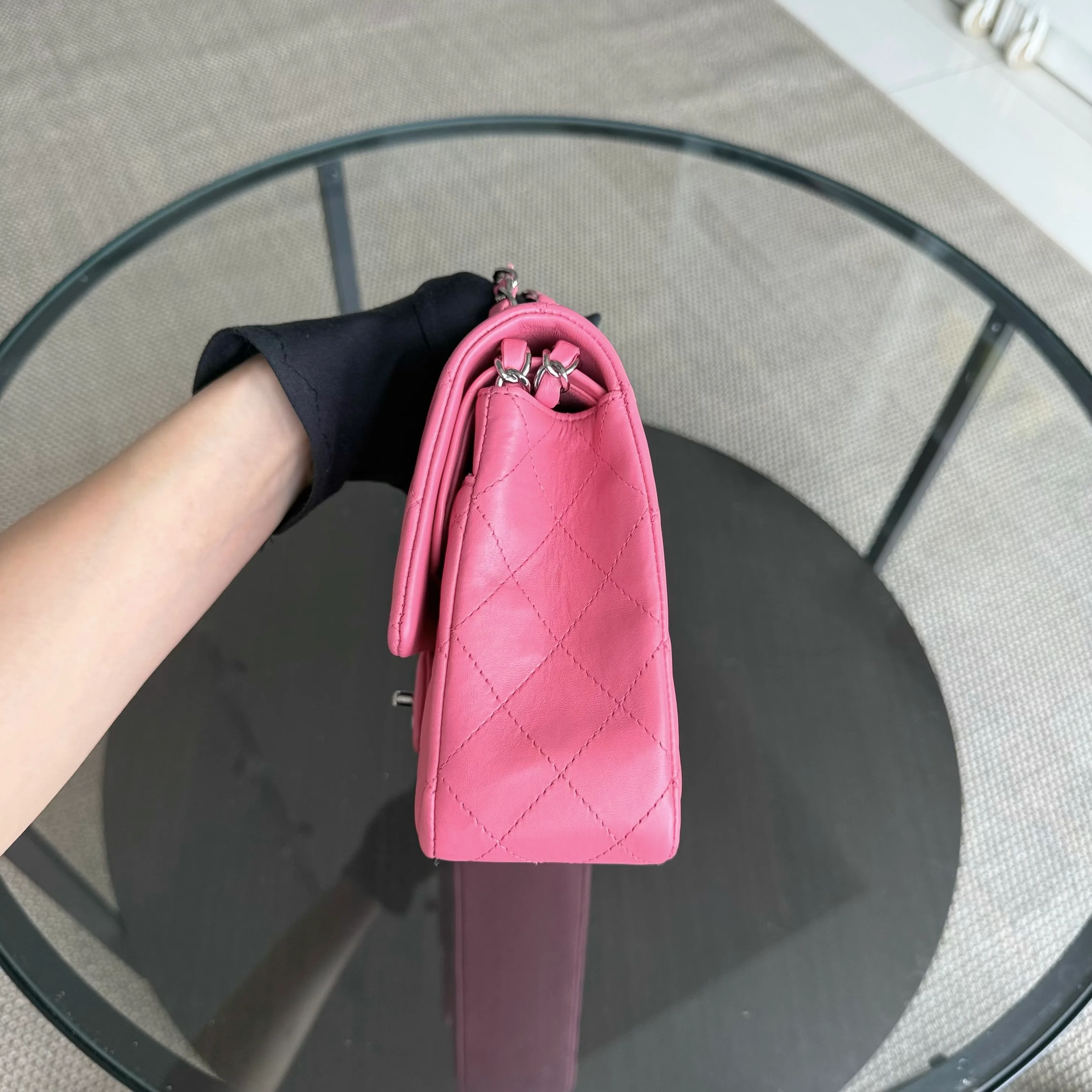 Chanel Classic Flap Medium - 25CM Quilted Lambskin Light Pink Silver Hardware Series 16