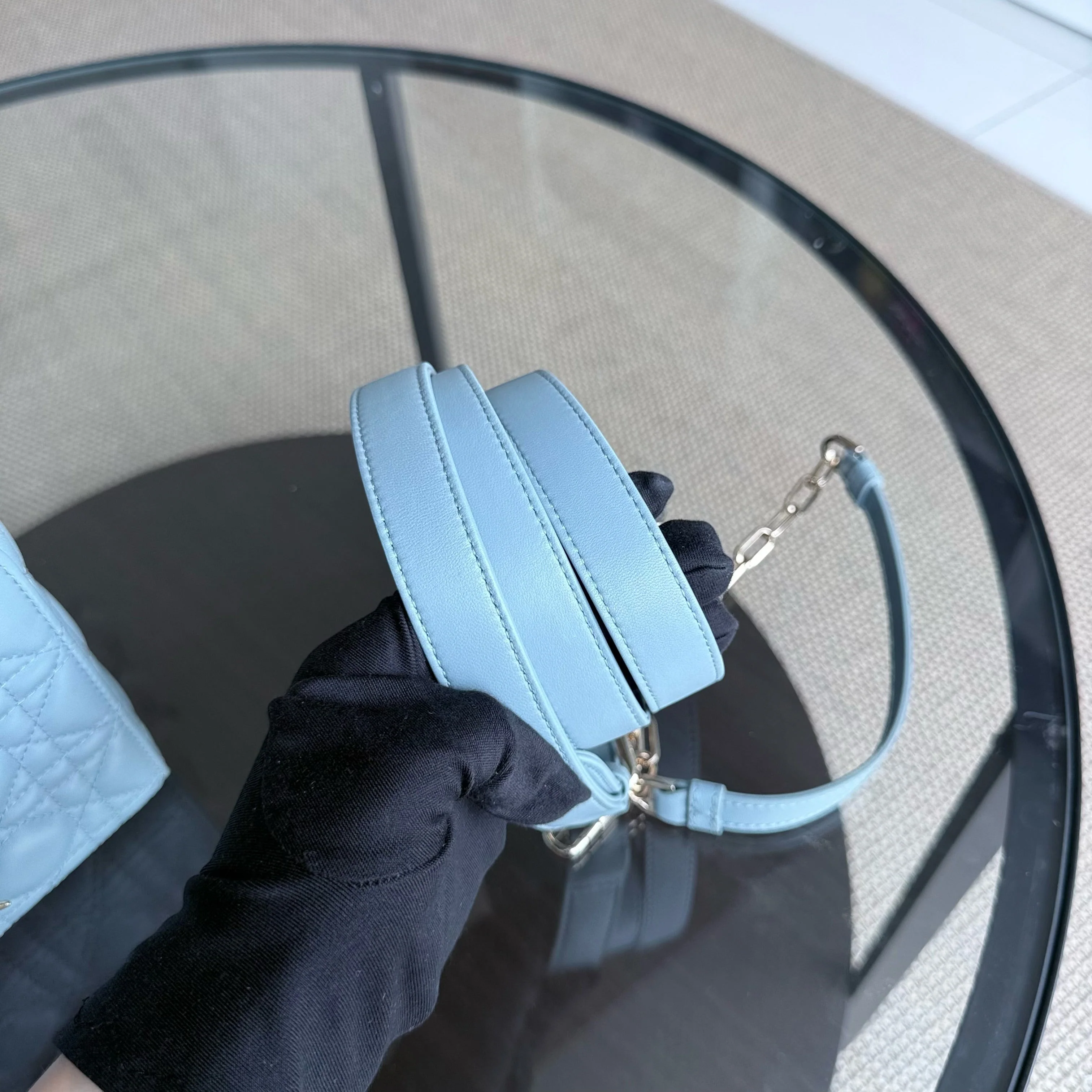 Dior D-Joy Medium - Cannage Lambskin Light Blue Baby Blue Gold Hardware