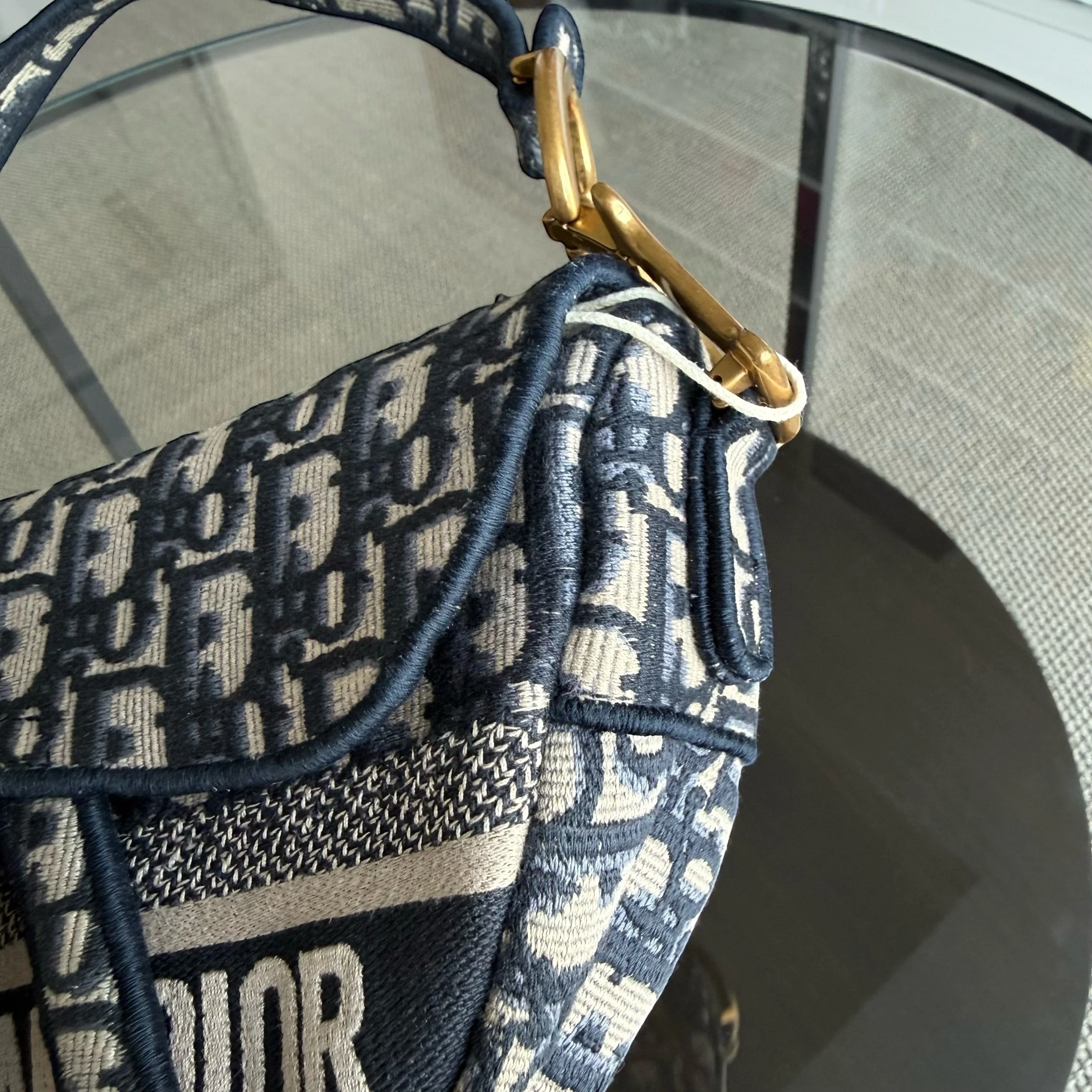 Dior Saddle Medium - Oblique Canvas Monogram Dark Blue Gold Hardware