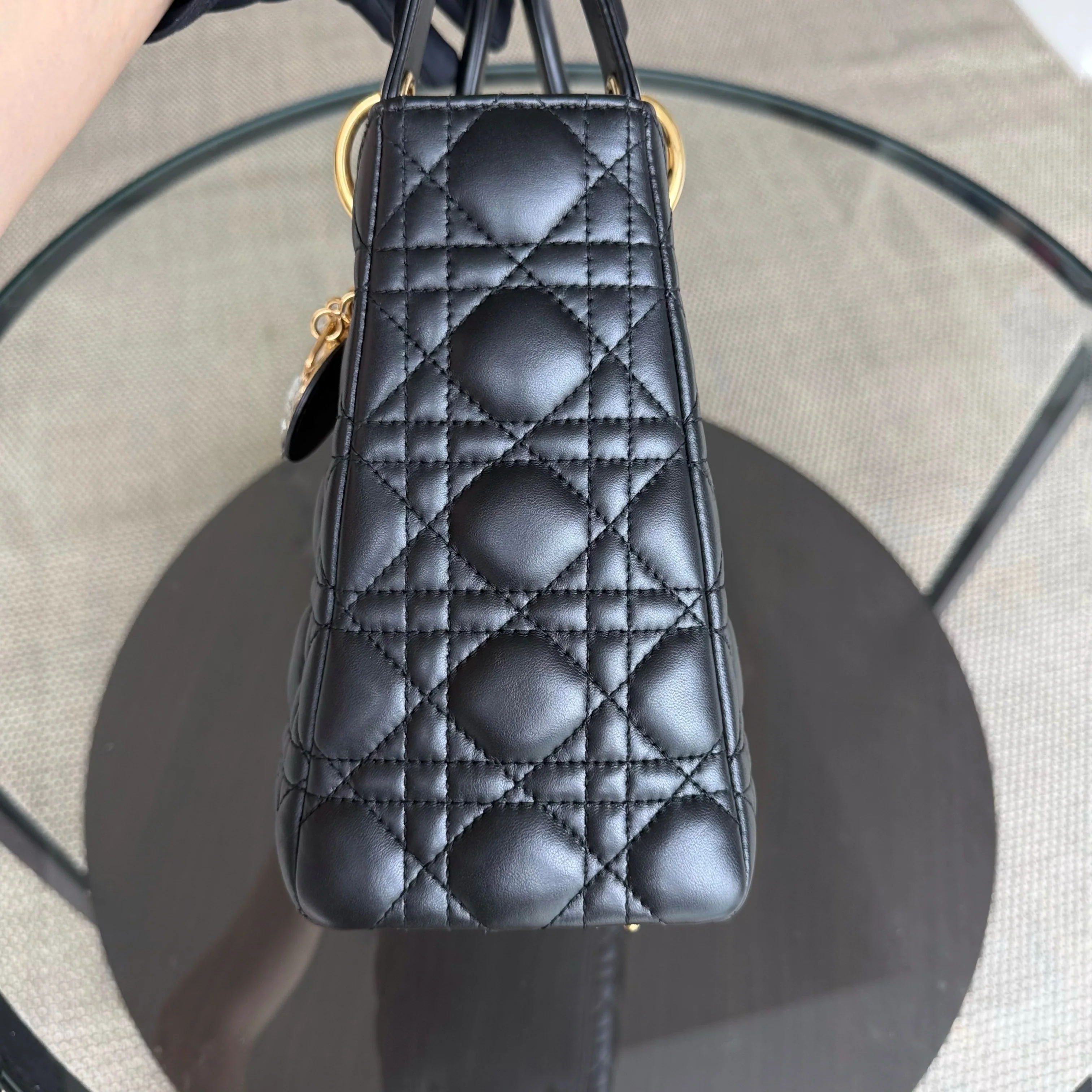 Dior Lady Medium - Canange Lambskin Black Gold Hardware