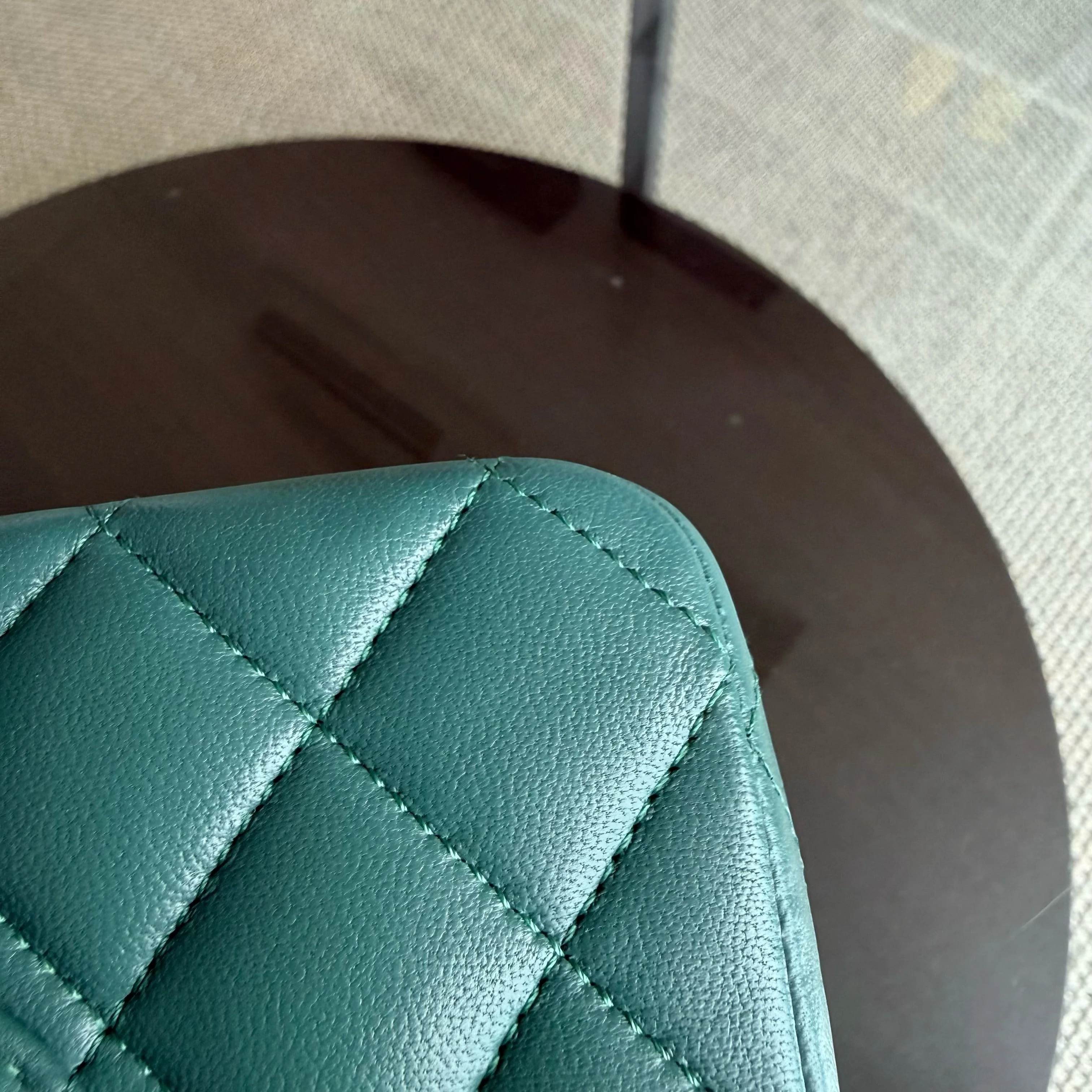 Chanel Classic Flap Medium - 25CM Quilted Lambskin Olive Green Blue Silver Hardware Series 26