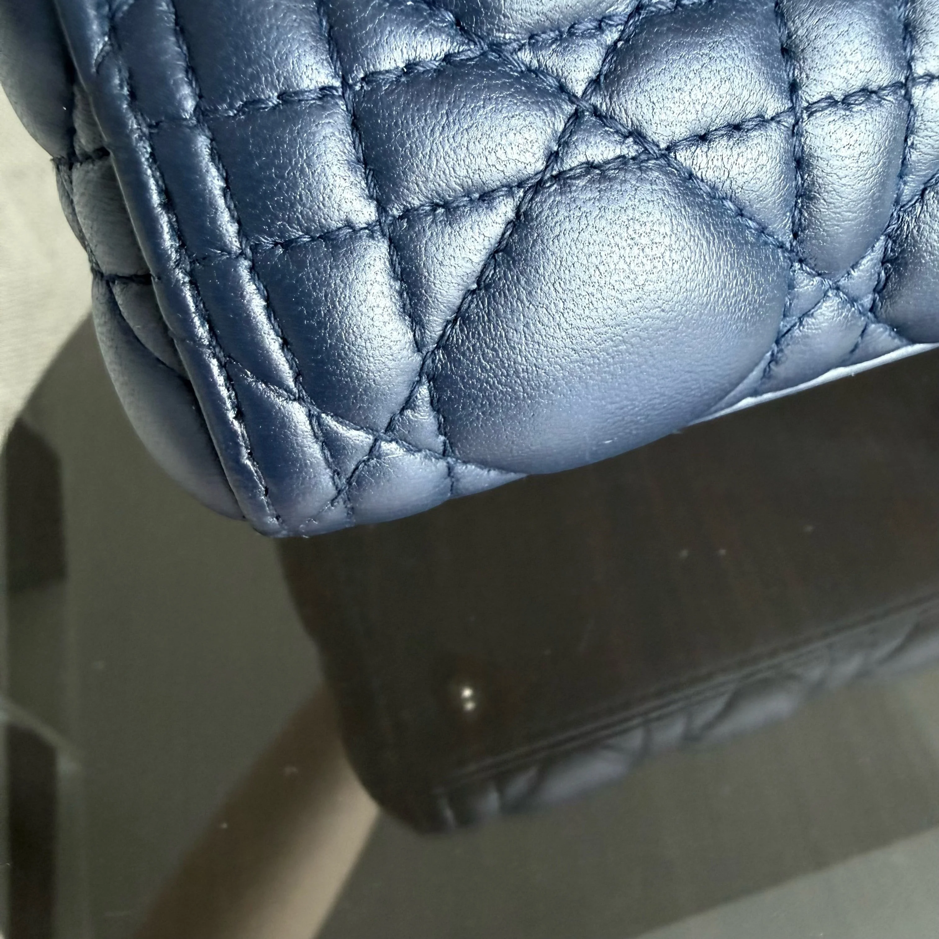 Dior Lady Medium - Cannage Lambskin Dark Blue Gold Hardware Adjustable Strap