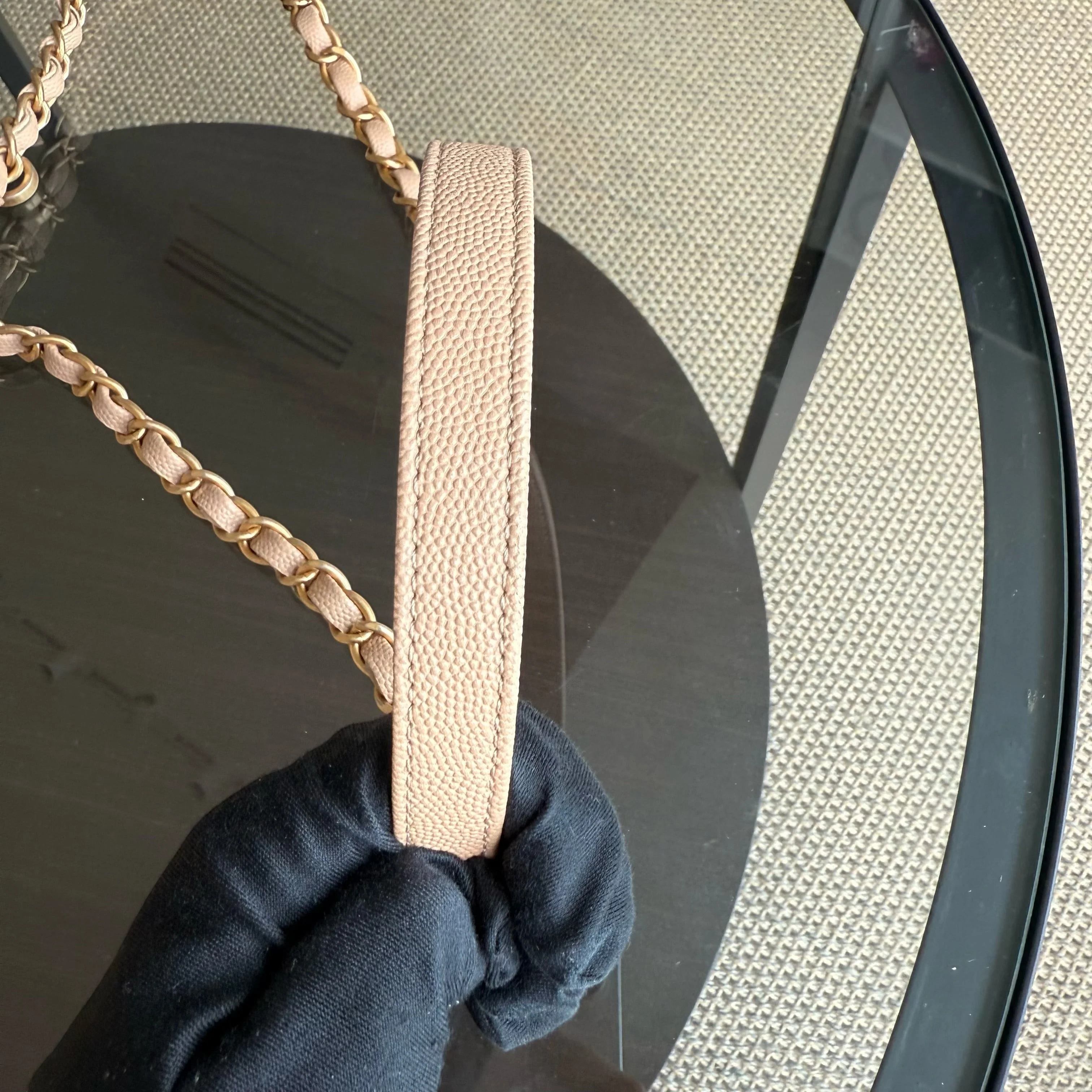 Chanel Coco Handle Medium - Caviar Quilted Beige Gold Hardware