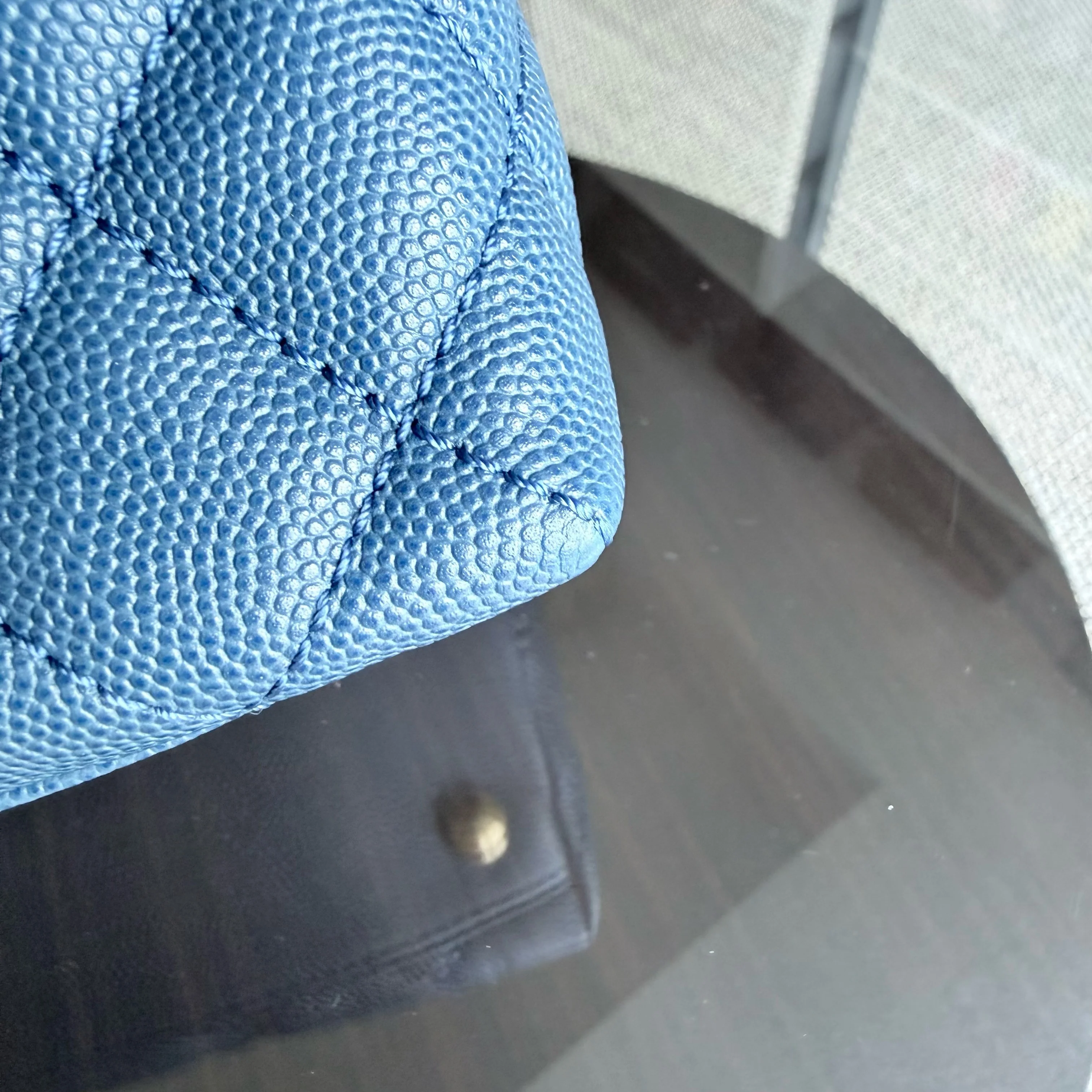 Chanel Coco Handle Medium - Caviar 29CM Quilted Blue Gold Hardware Series 24