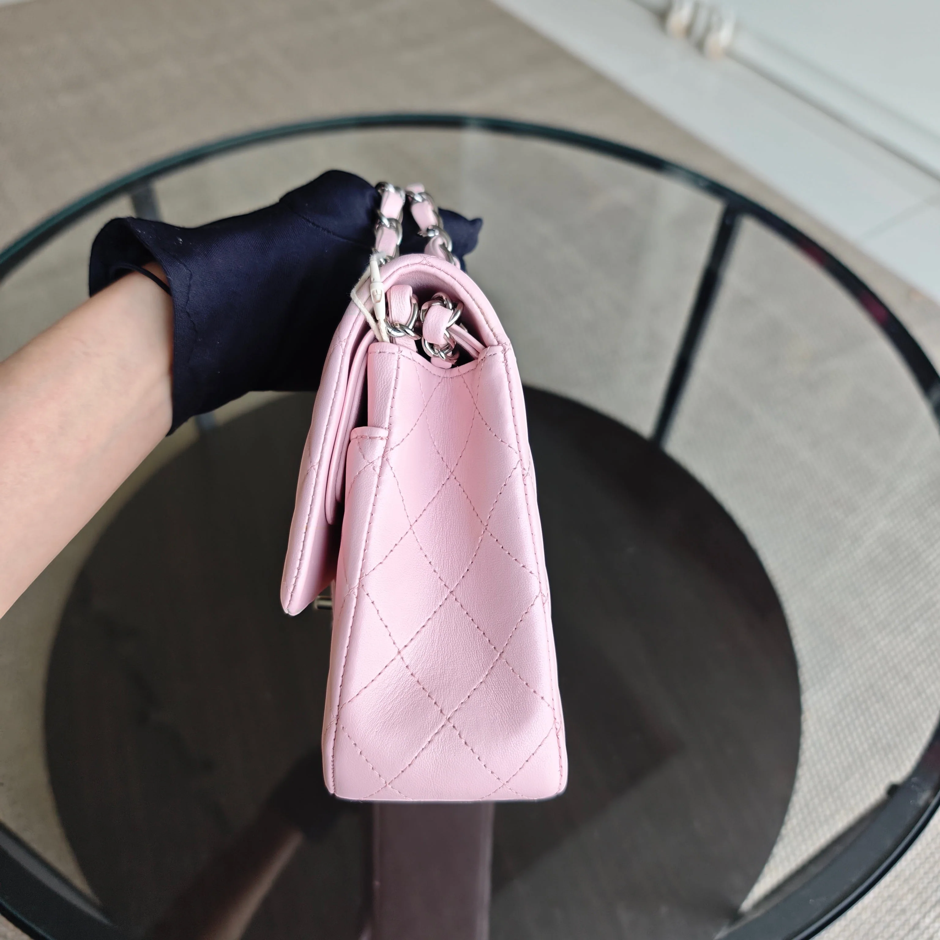 Chanel Classic Flap Medium - 25CM Quilted Lambskin Light Sakura Pink Silver Hardware Series 25