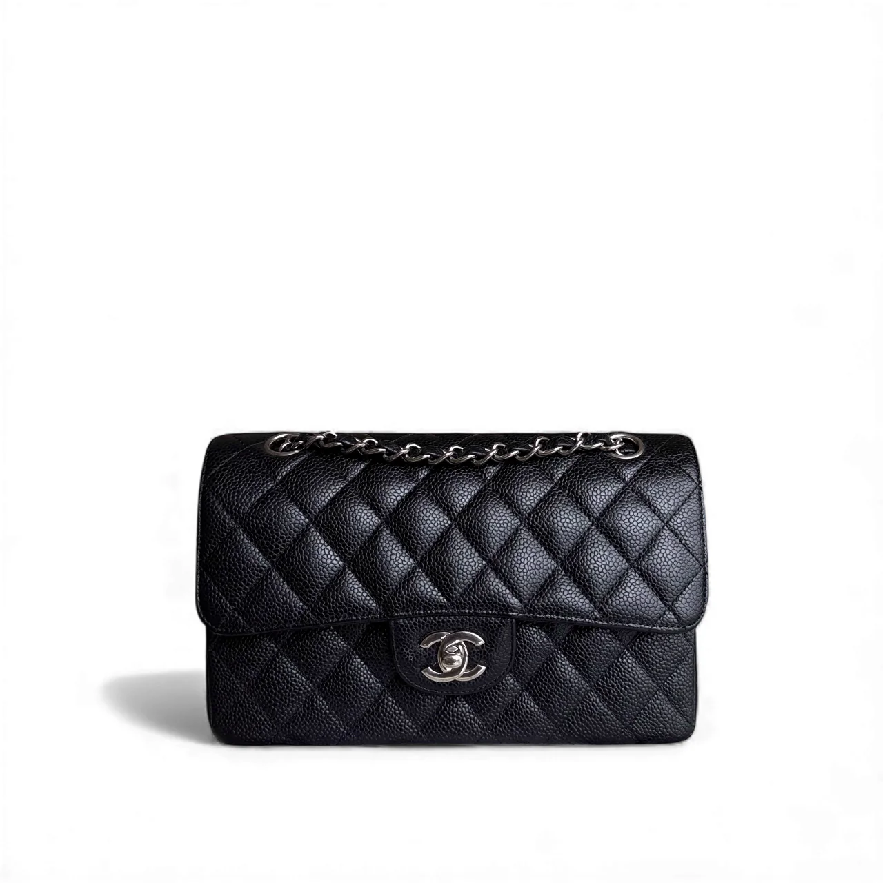 Chanel Classic Flap Small - 23CM Quilted Caviar Black Silver Hardware Series 19