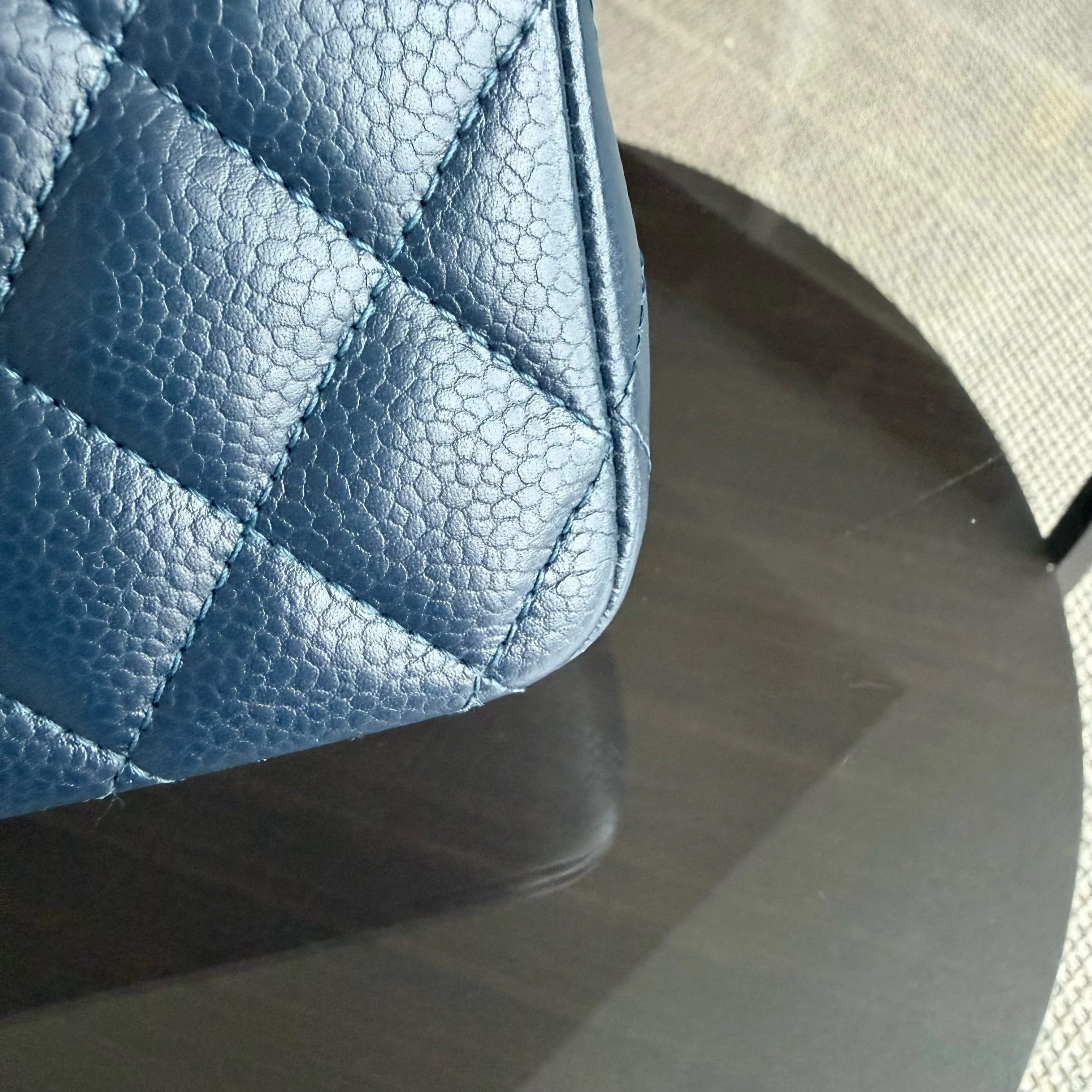 Chanel Classic Flap Medium - Caviar 25CM Quilted Dark Midnight Blue Silver Hardware Series 19