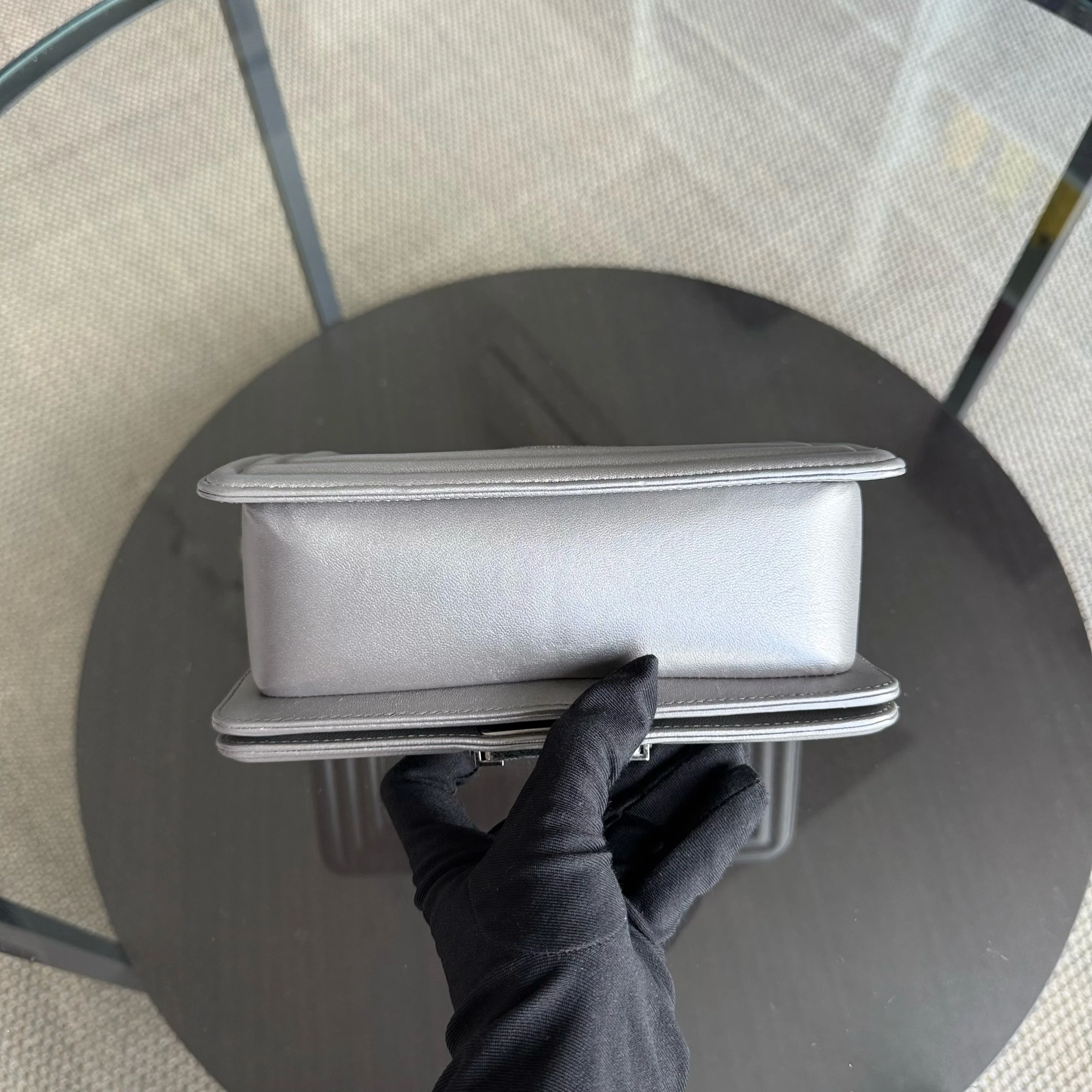 Chanel Boy Small - Stingray Gray Grey Ruthenium Silver Hardware Series 20