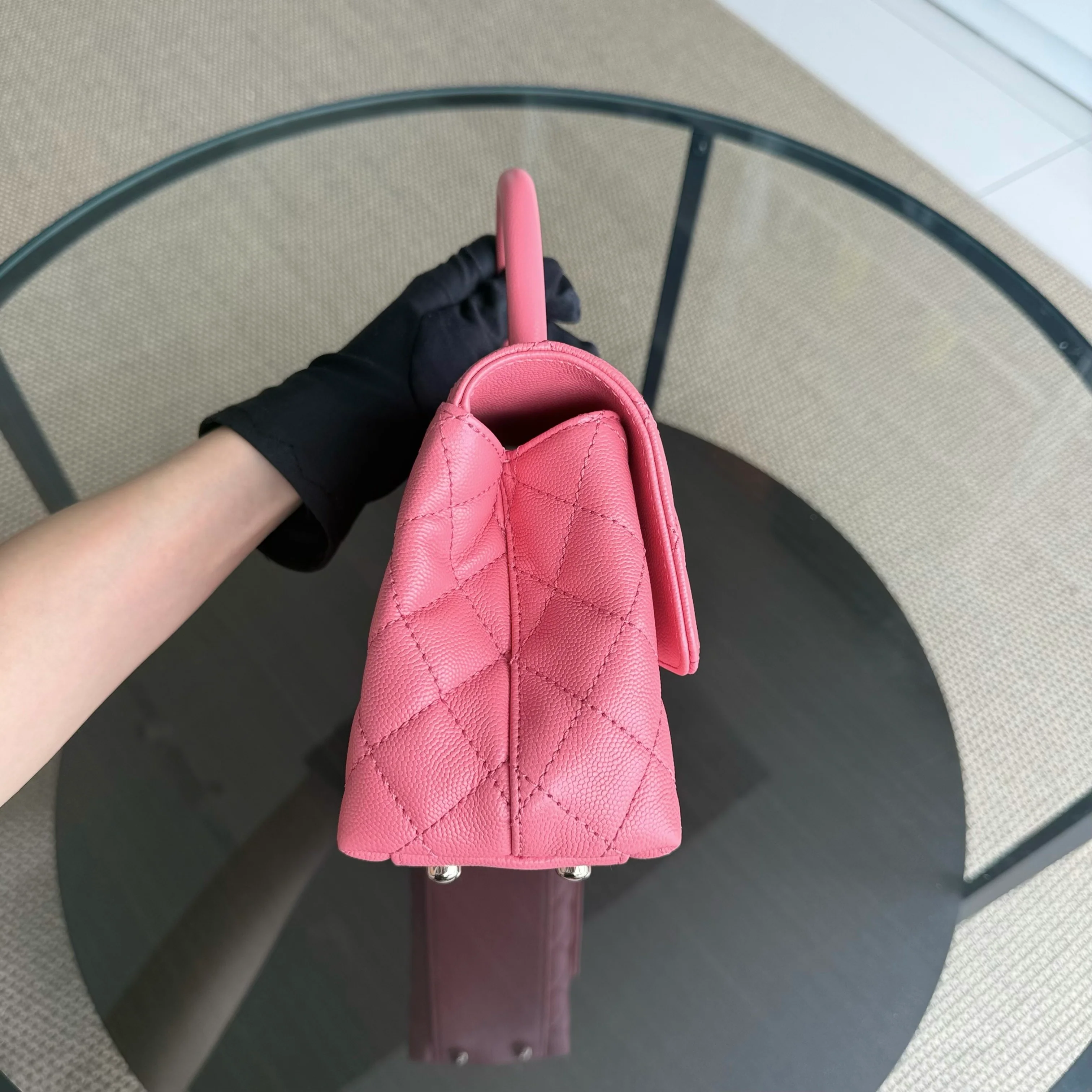 Chanel Coco Handle Small Microchip - Caviar Quilted Pink Gold Hardware