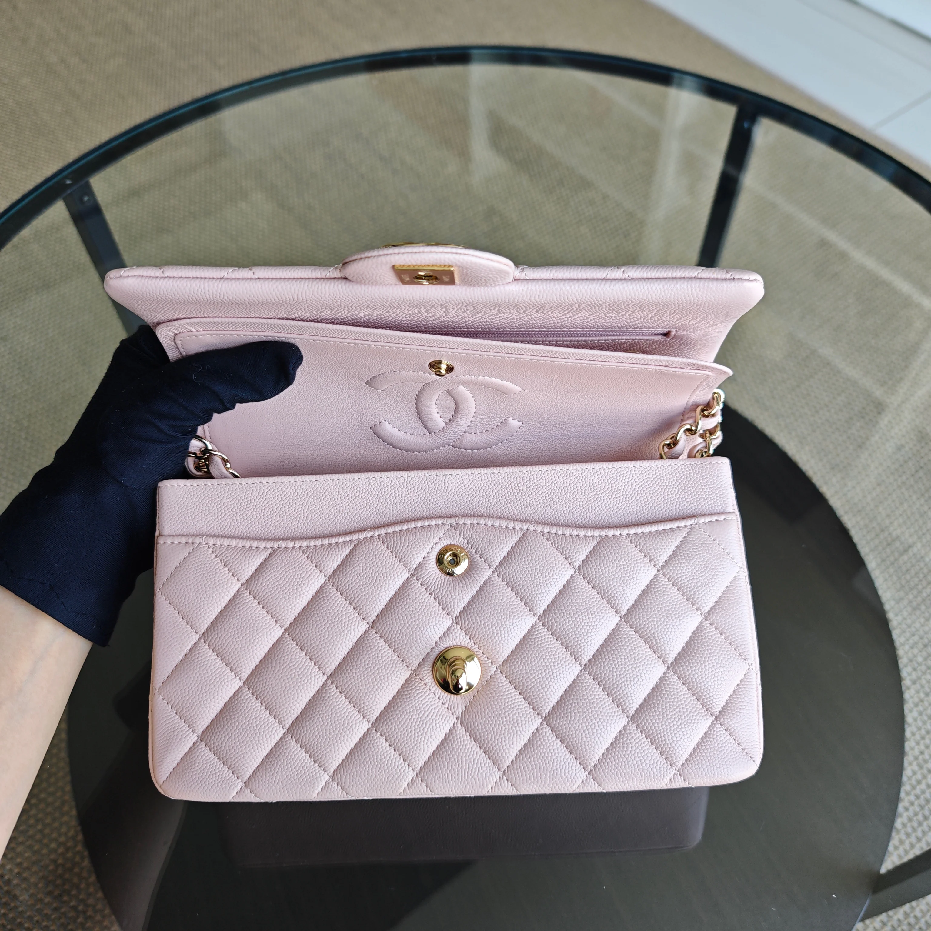 Chanel Classic Flap Small - Caviar 23CM Quilted Light Sakura Pink Gold Hardware 30