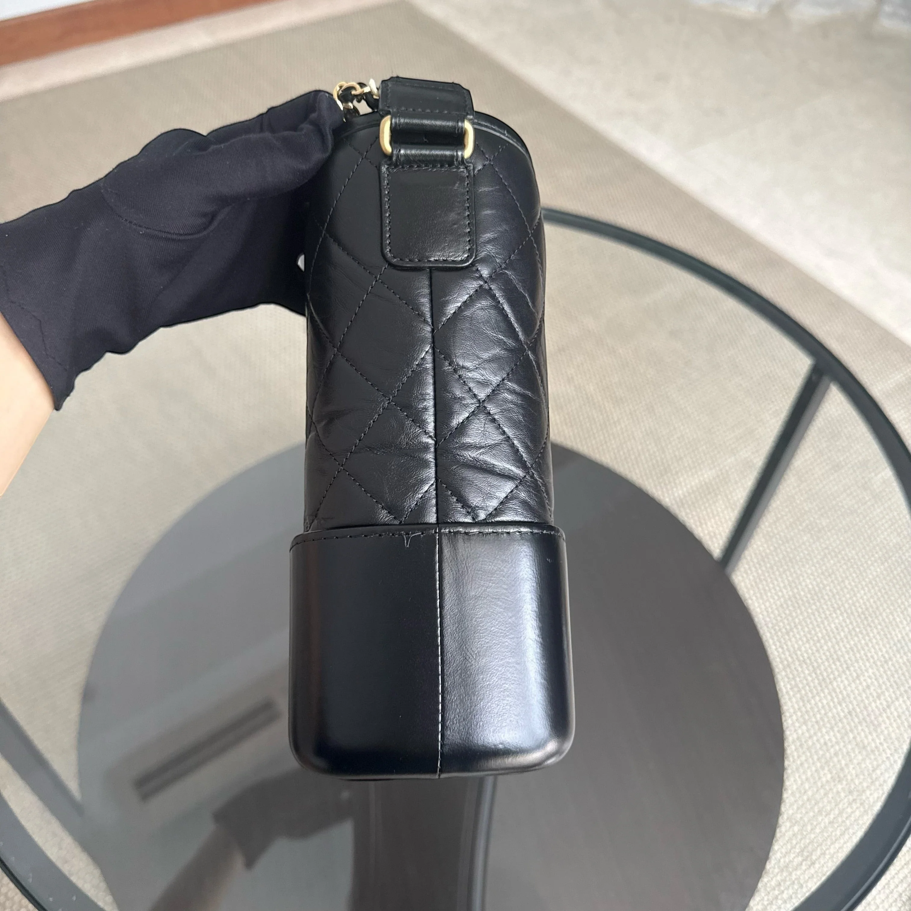 Chanel Gabrielle Medium - Quilted Aged Calfskin Black Two-tone Gold Hardware