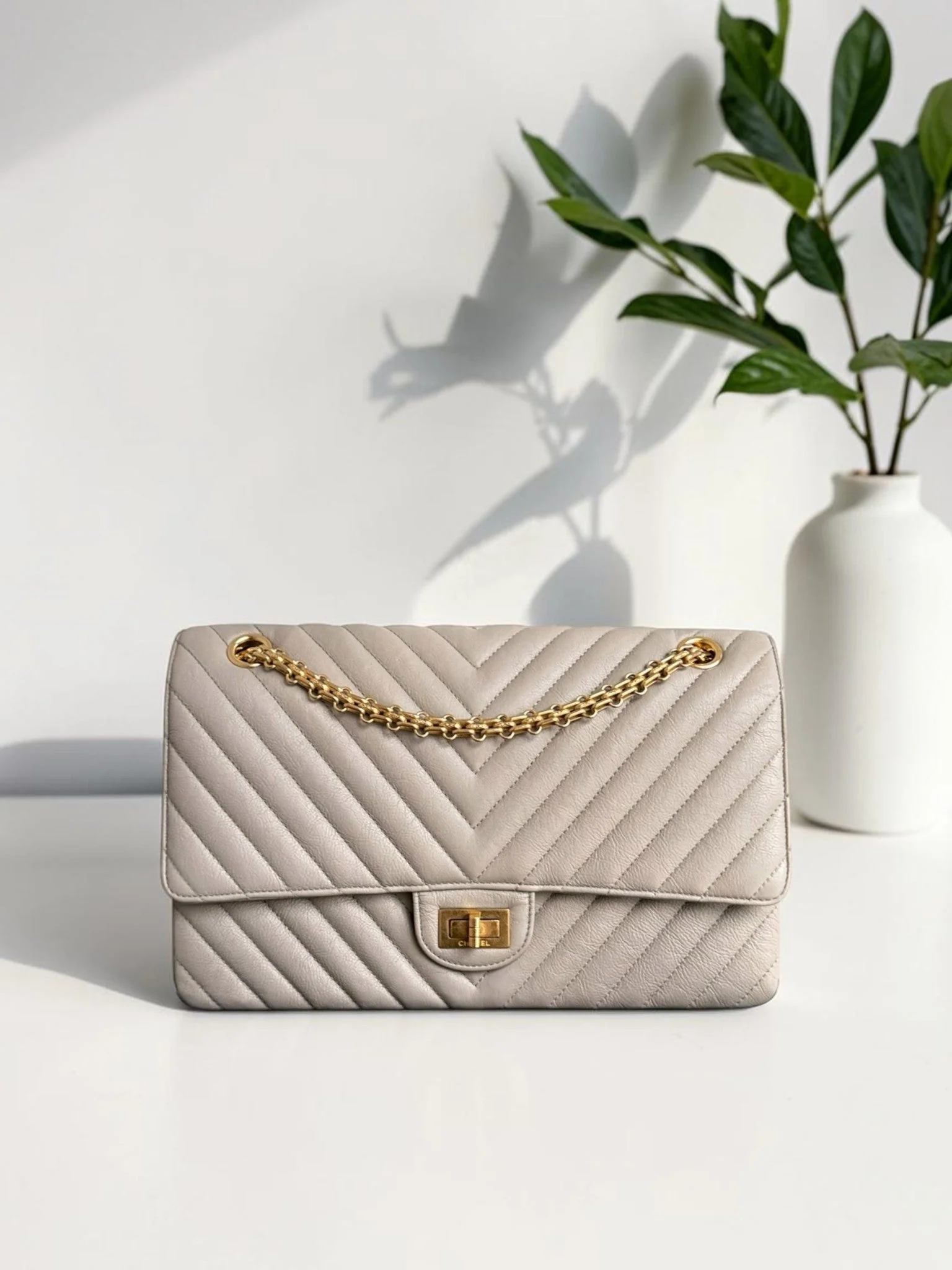 Chanel Classic Flap Jumbo - Caviar 30CM Double Flap Quilted Blue Silver Hardware& Chanel 2.55 Reissue Chevron Gray Grey Gold Hardware