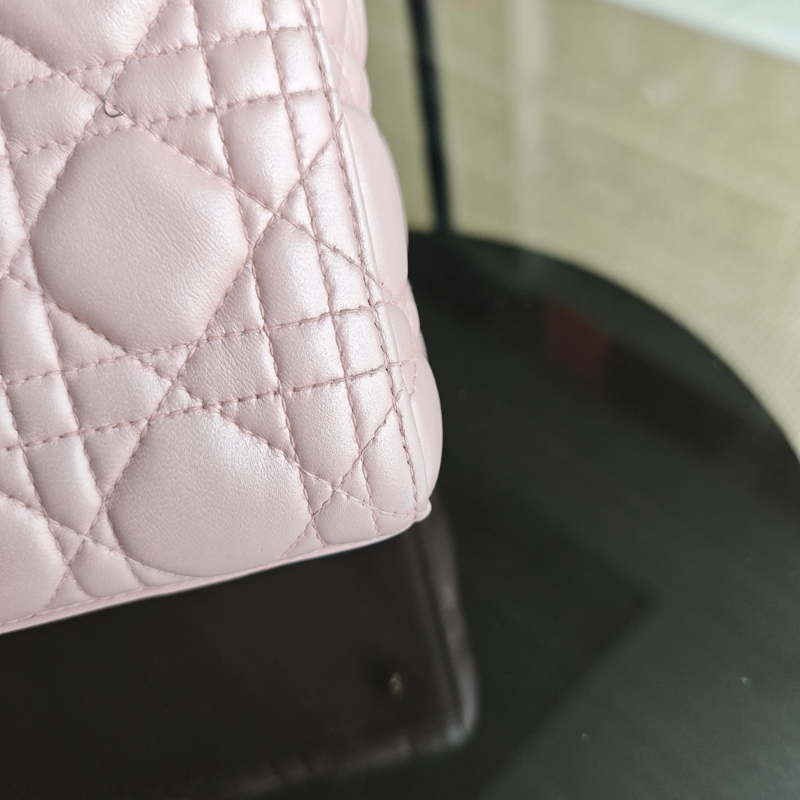 Dior Lady Medium Cannage Lambskin Light Pink Gold Hardware