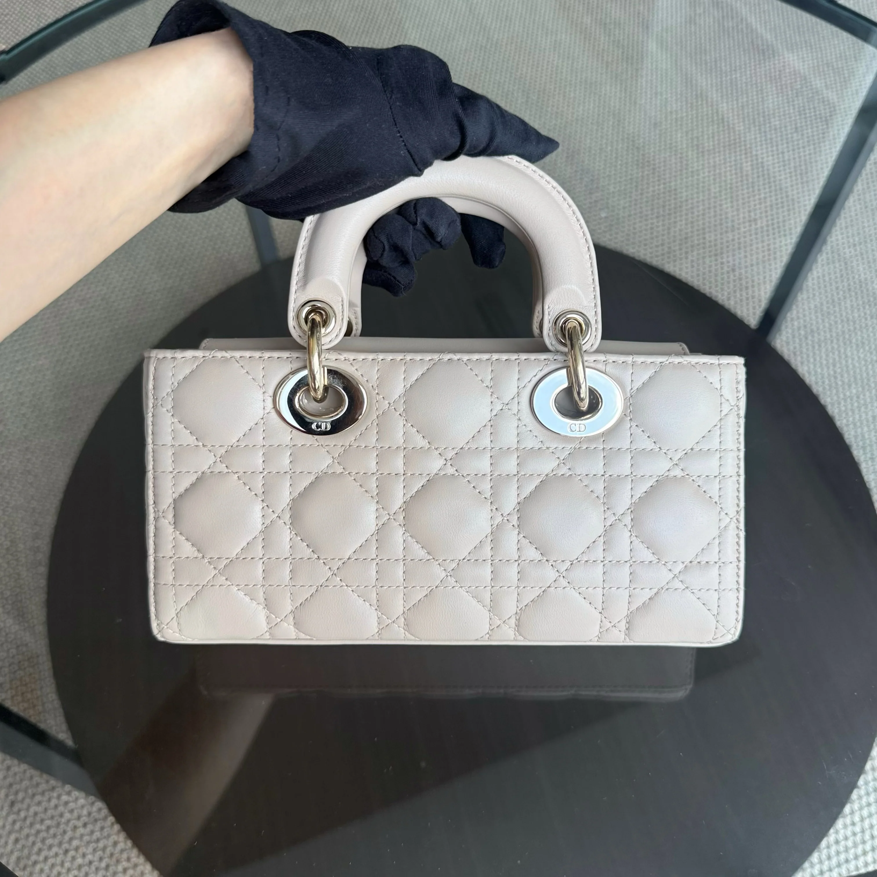 Dior Lady D-Joy Small - Cannage Lambskin Beige Gold Hardware Single Strap