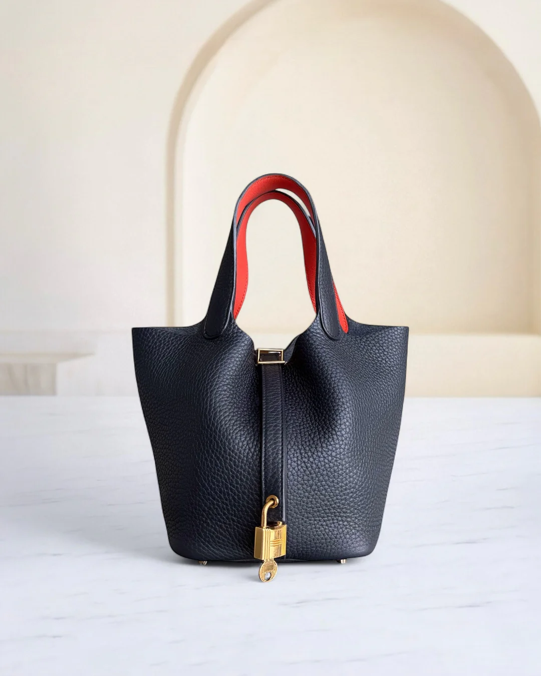 Hermes Picotin 18 - TC Clemence Leather Midnight Blue Gold Hardware Stamp X