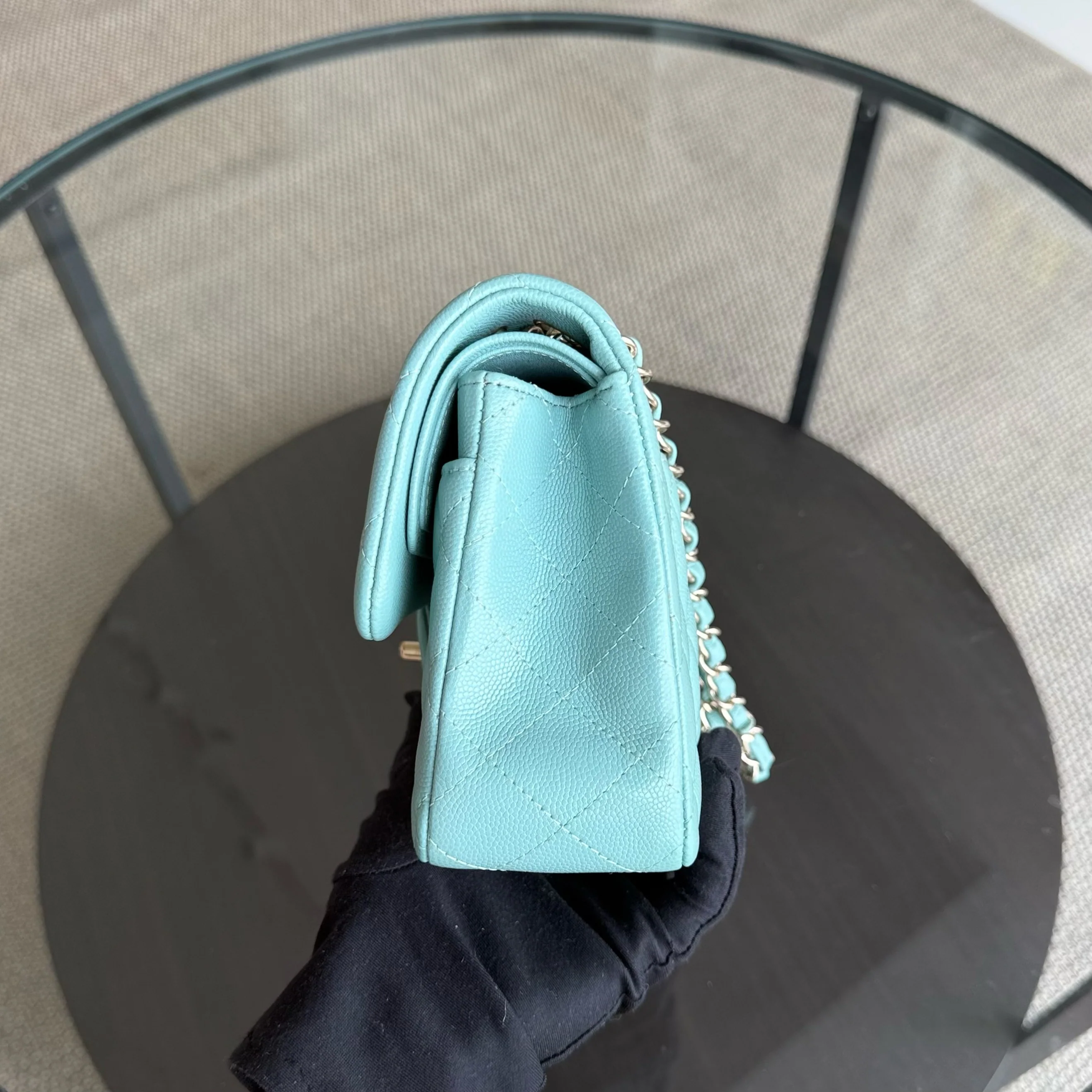 Chanel Classic Flap Small - Caviar 23CM Quilted Tiffany Blue Gold Hardware Series 29