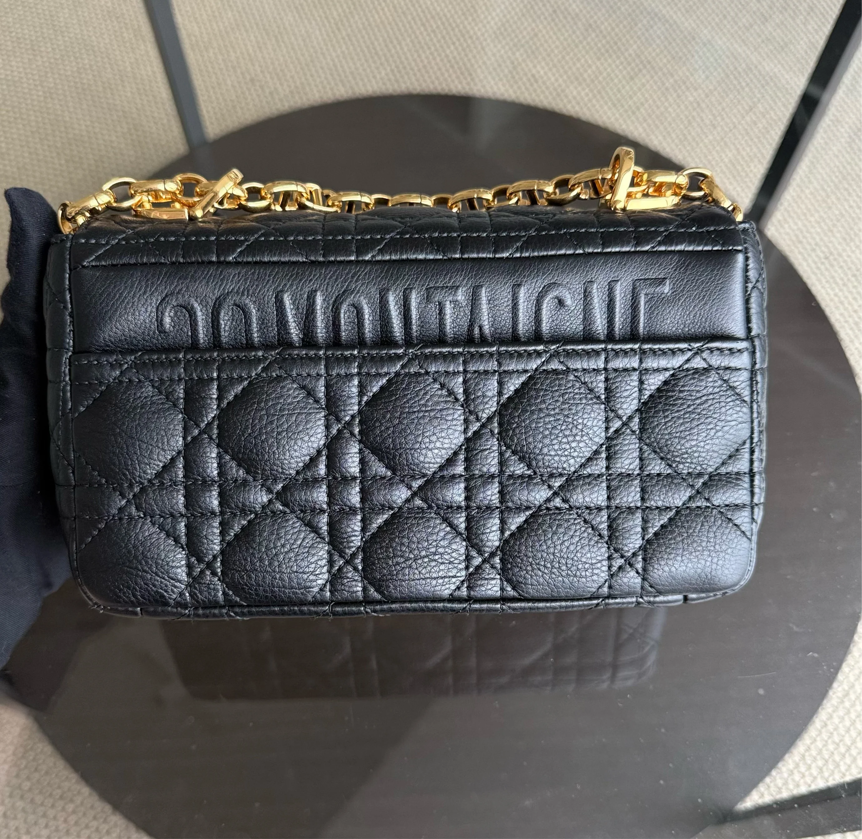 Dior Caro Small - Cannage Grained Calfskin Black Gold Hardware