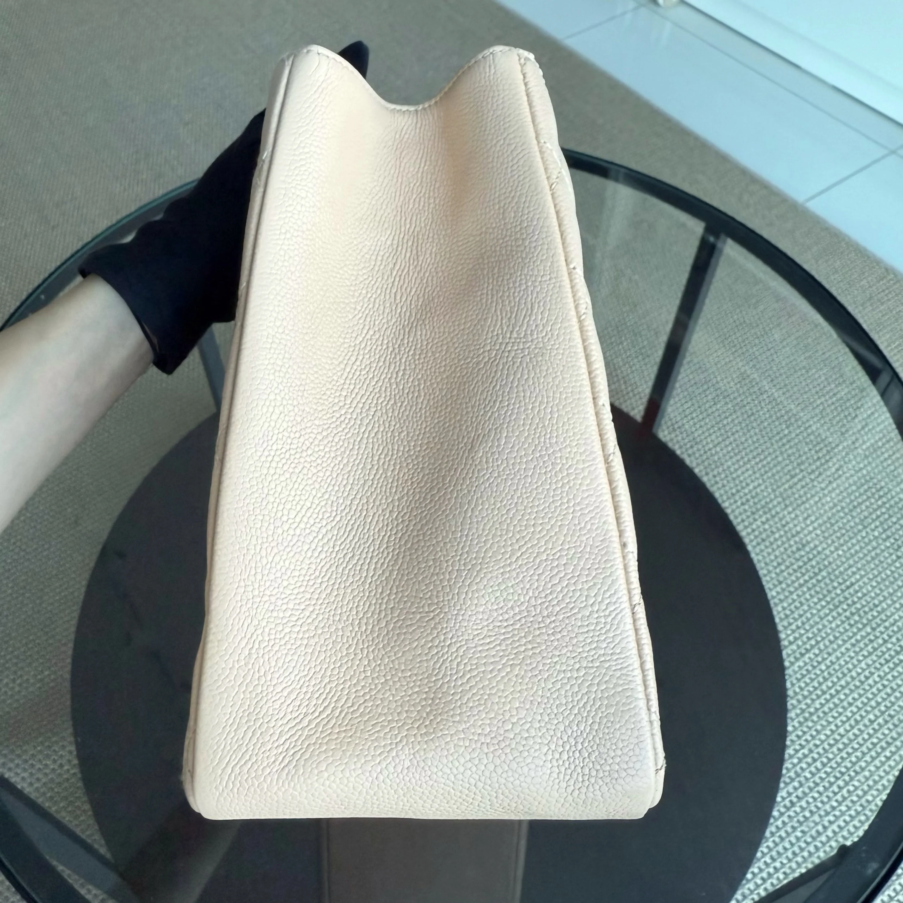 Chanel GST Grand Shopping Tote - Caviar Grained Calfskin Light Beige Gold Hardware Series 13