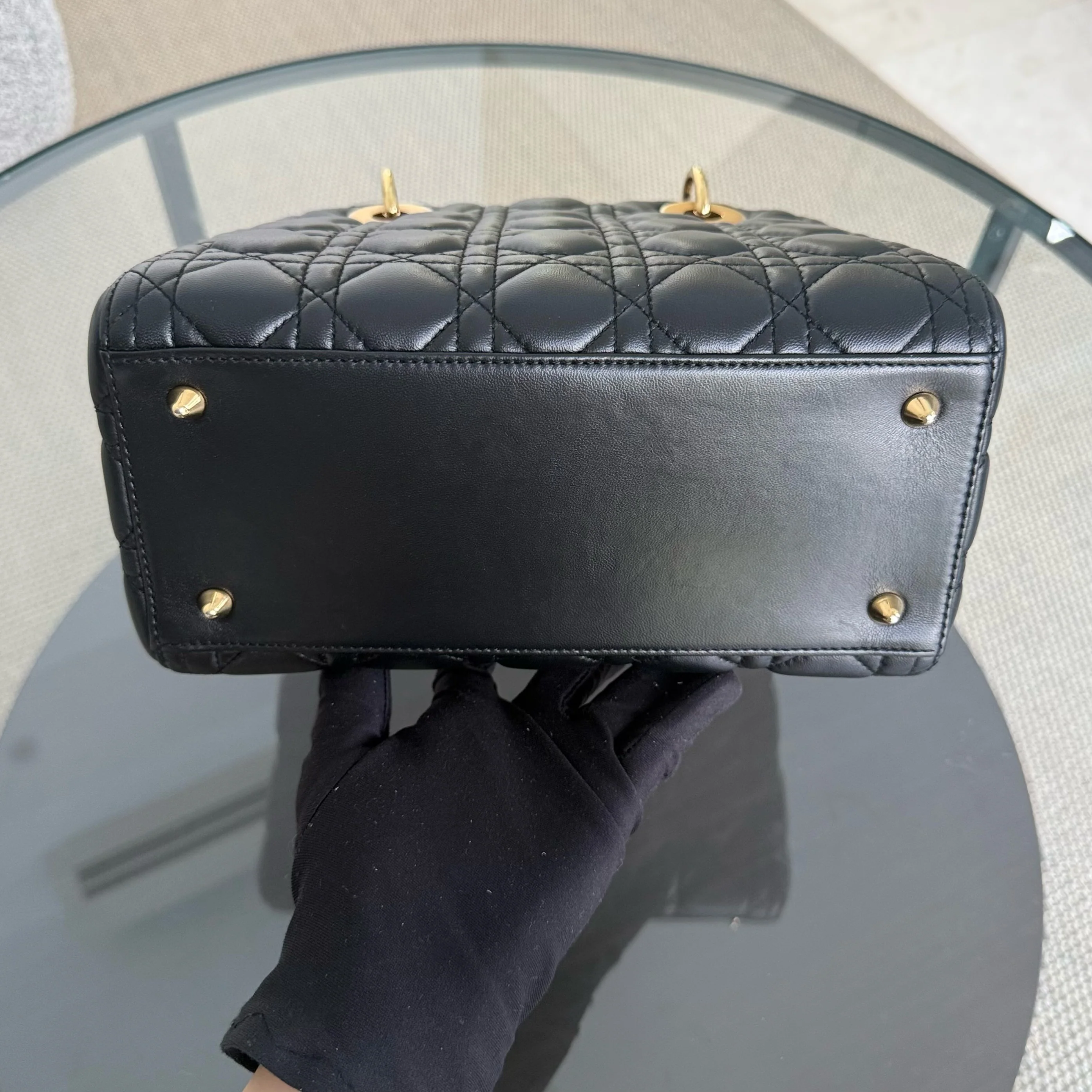 Dior Lady Medium - Cannage Lambskin Black Gold Hardware Adjustable Strap