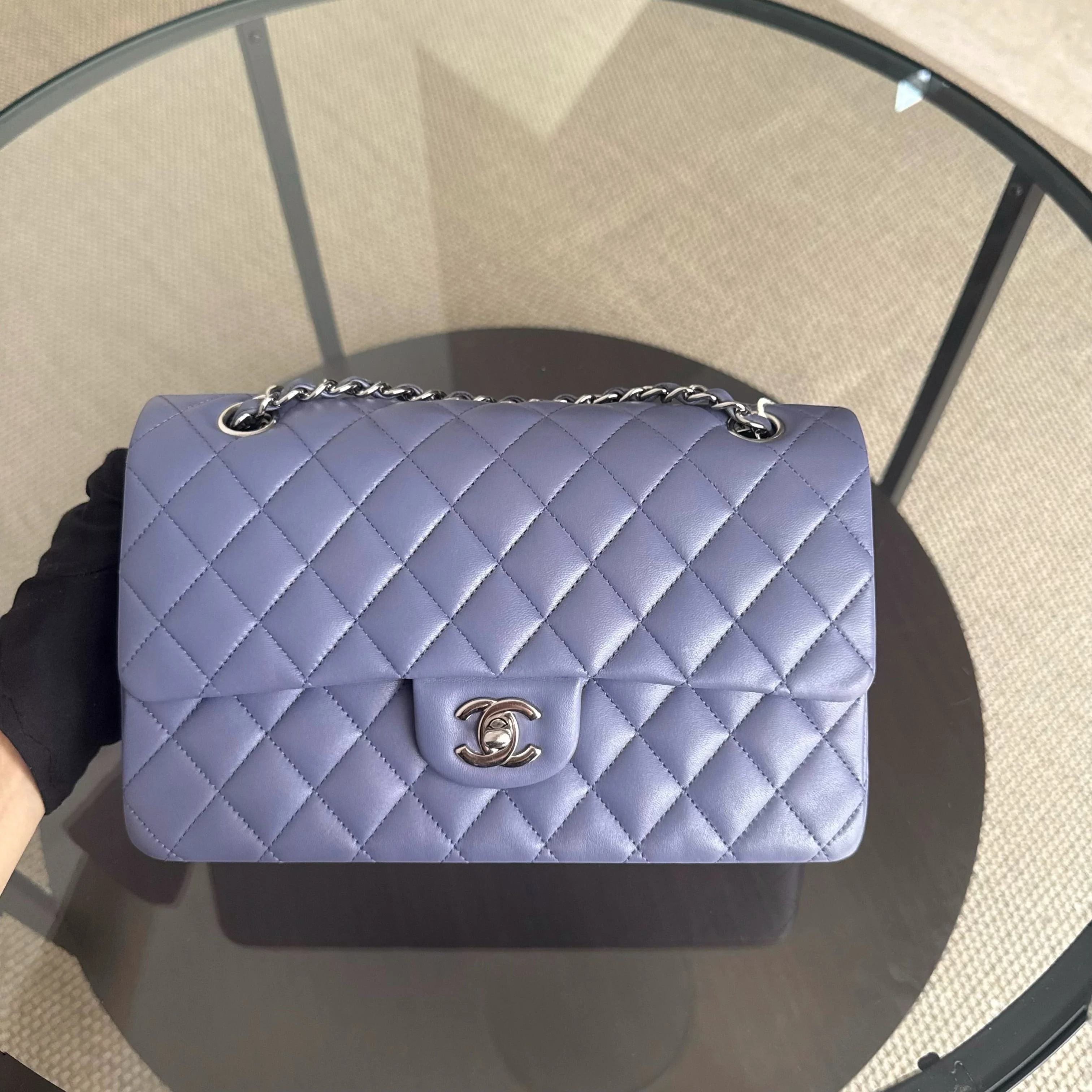 Chanel Classic Flap Medium - 25CM Quilted Lambskin Lavender Silver Hardware Series 15