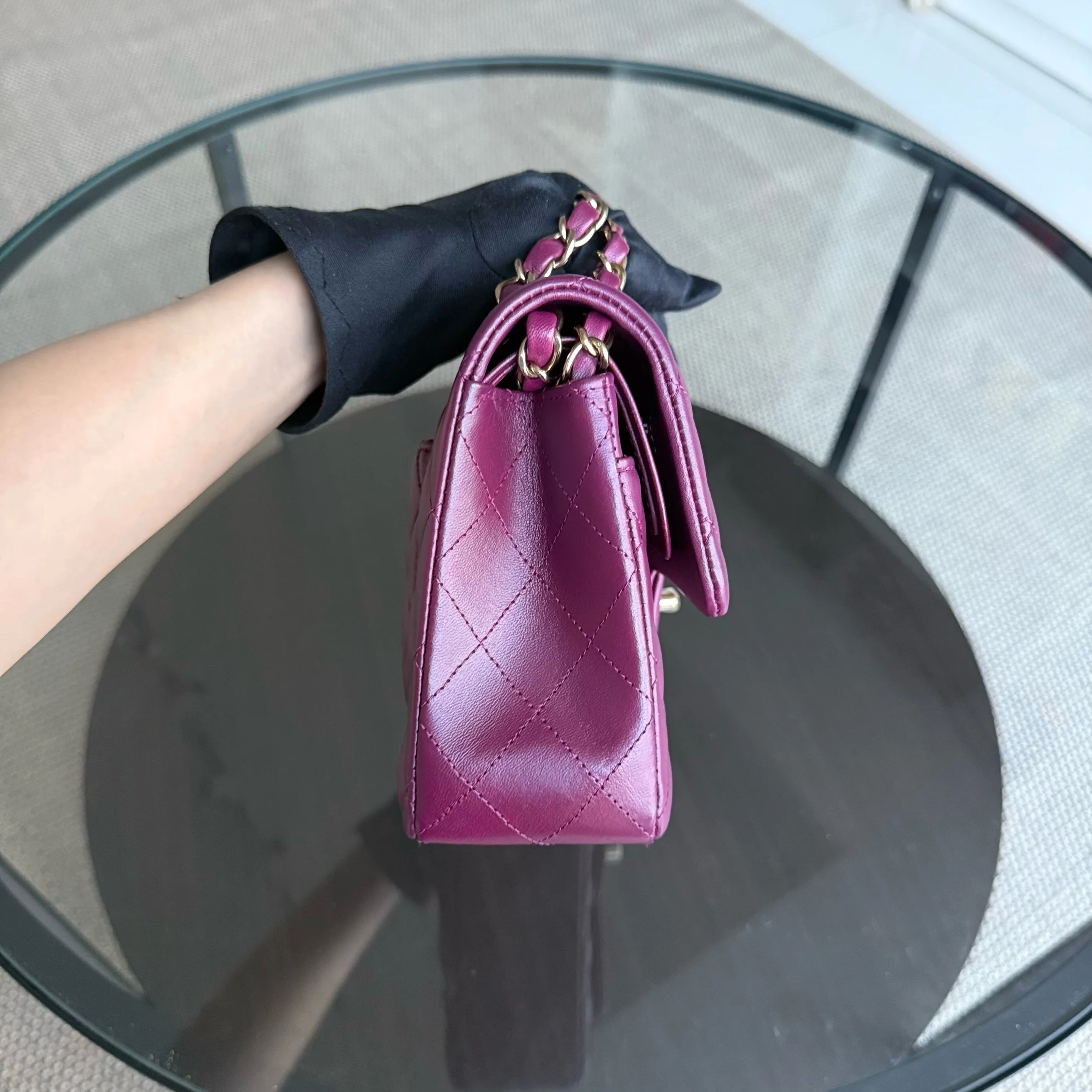 Chanel Classic Flap Small - Lambskin 23CM Quilted Purple Gold Hardware Microchip