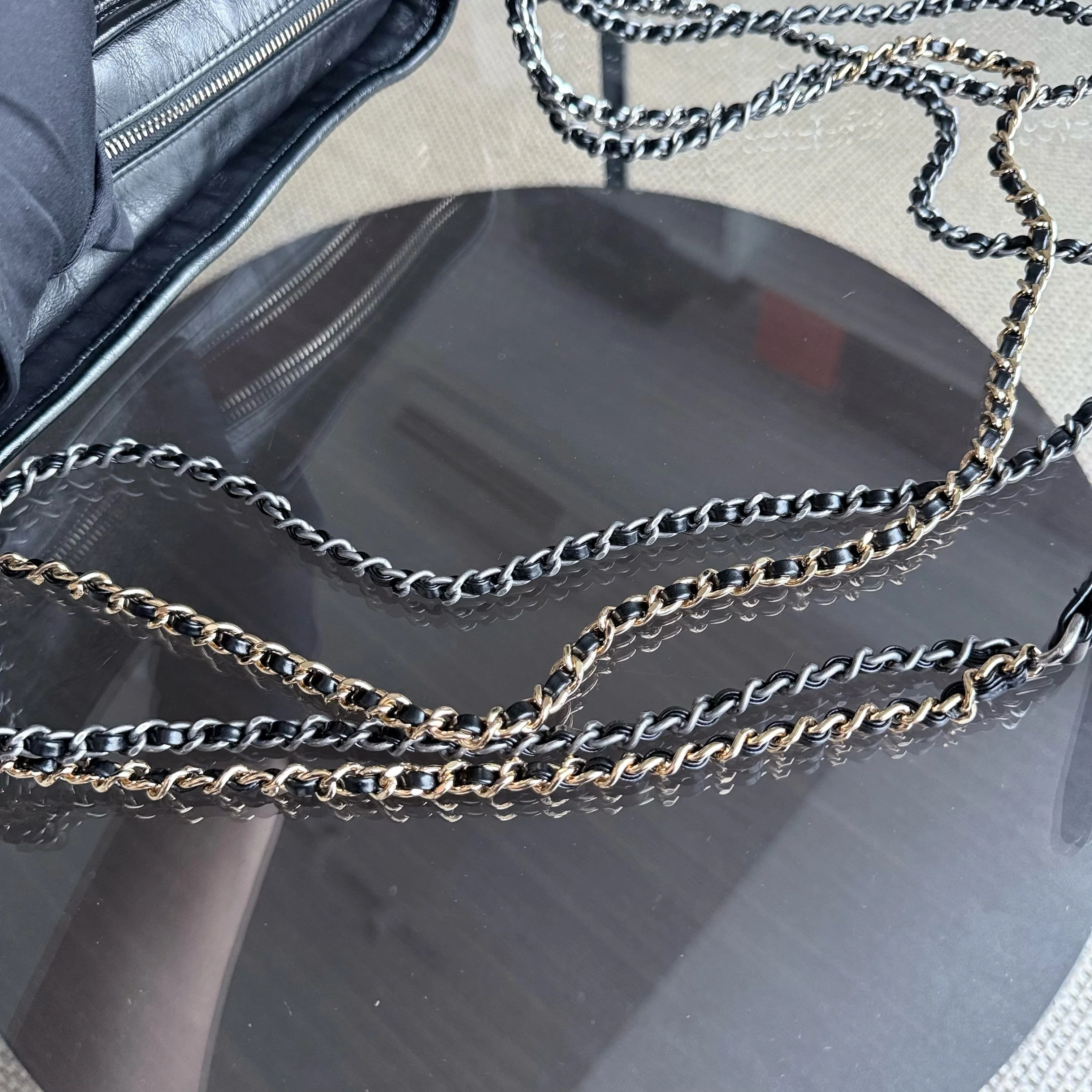 Chanel Gabrielle Medium - Quilted Aged Calfskin Black Two-tone Gold Hardware Series 23