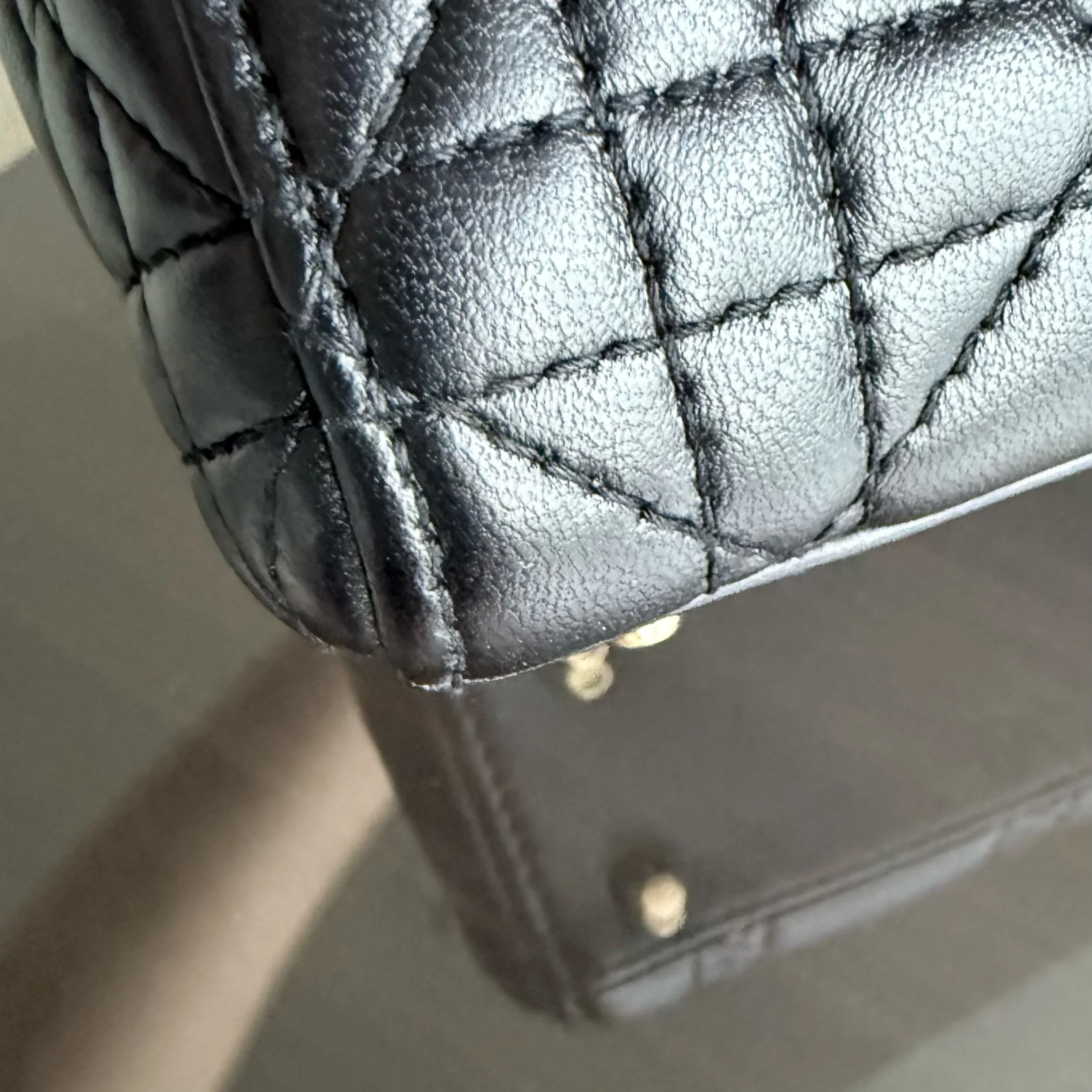 Dior Lady Mini - Cannage Lambskin Black Gold Hardware Chain Strap